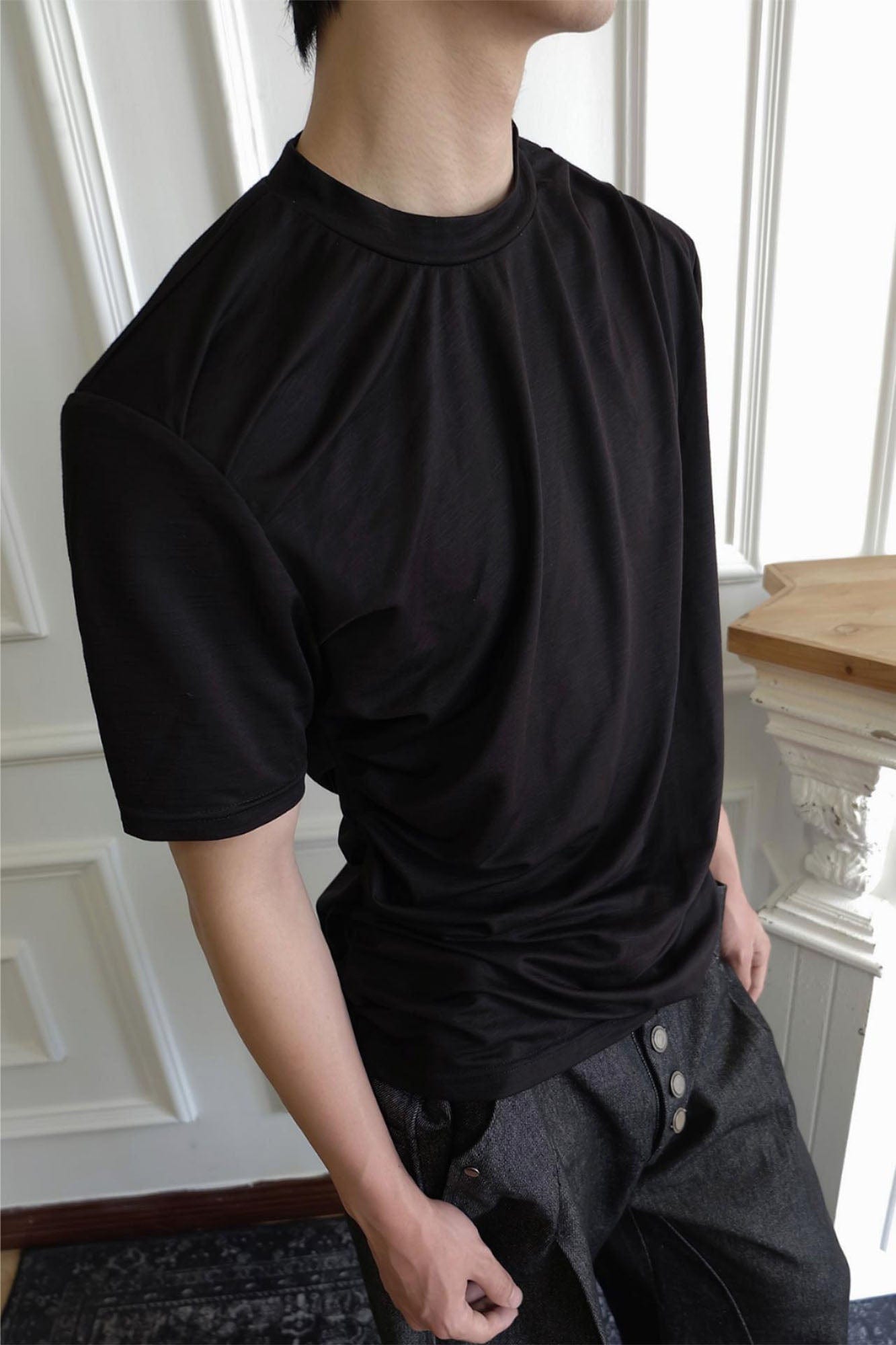 SSIN7 Essential Drape Texture Mock T-Shirt