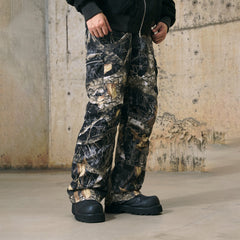 ENSHADOWER Black Camo Multi-pocket Down Pants