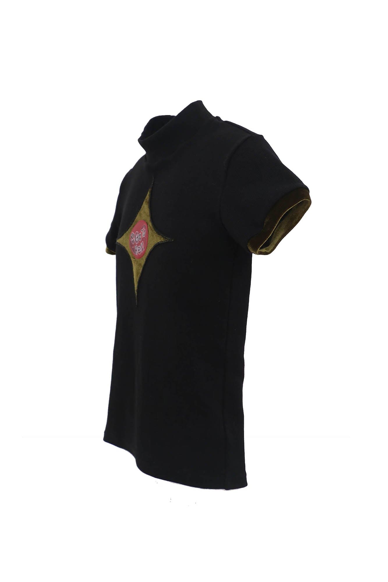 EMBRYO Four-Point Star Spliced Mock Neck T-Shirt