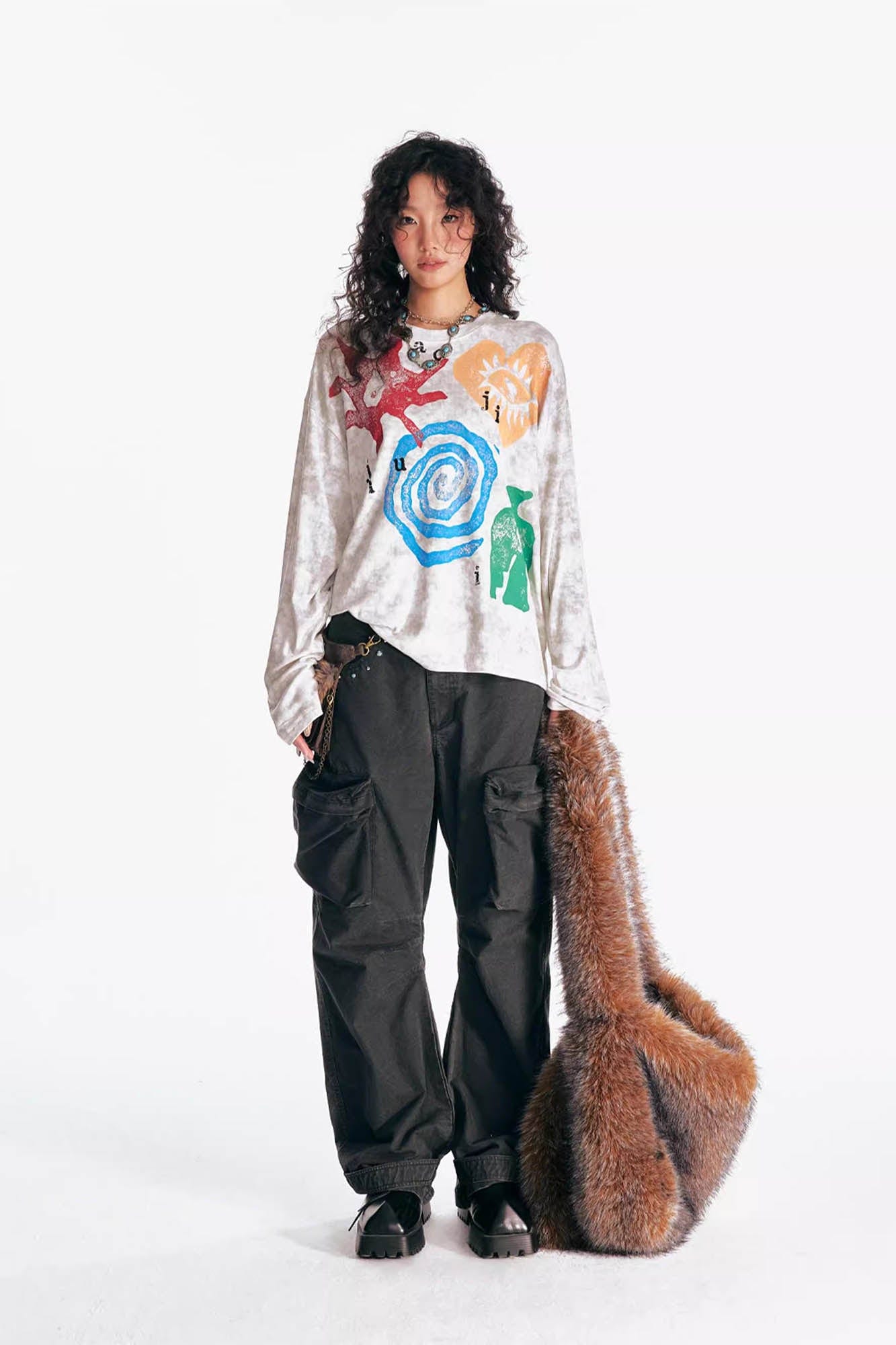 1997 POSTOFFICE Distressed Tribal Graphics Long-Sleeve Tee
