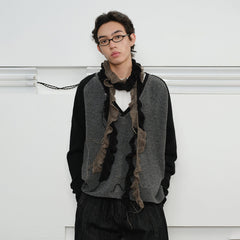 KREATE V-Neck Buttoned Color-Blocked Sweater