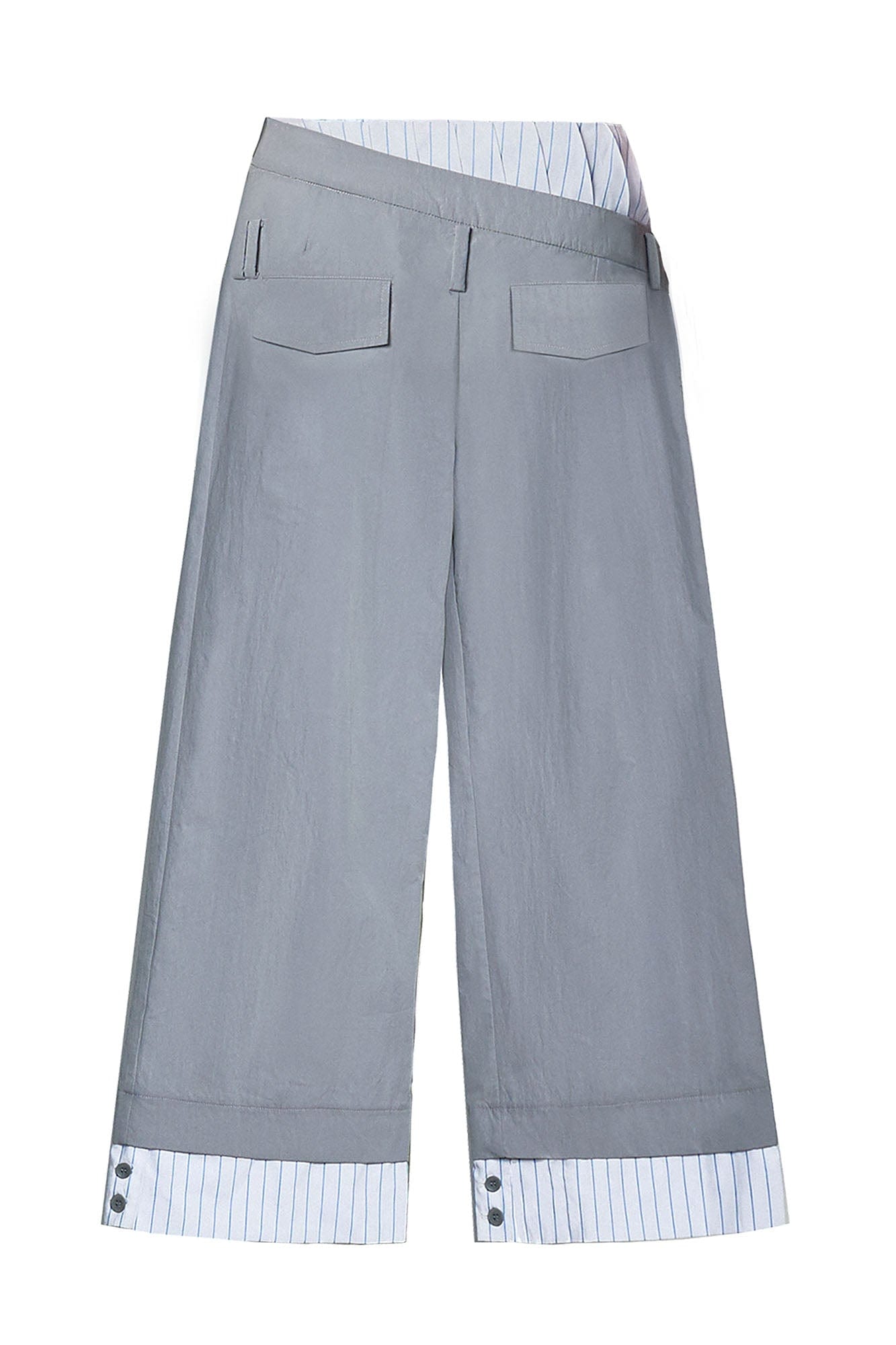 OIPWORD Asymmetrical Waist Faux-Layered Wide-Leg Pants
