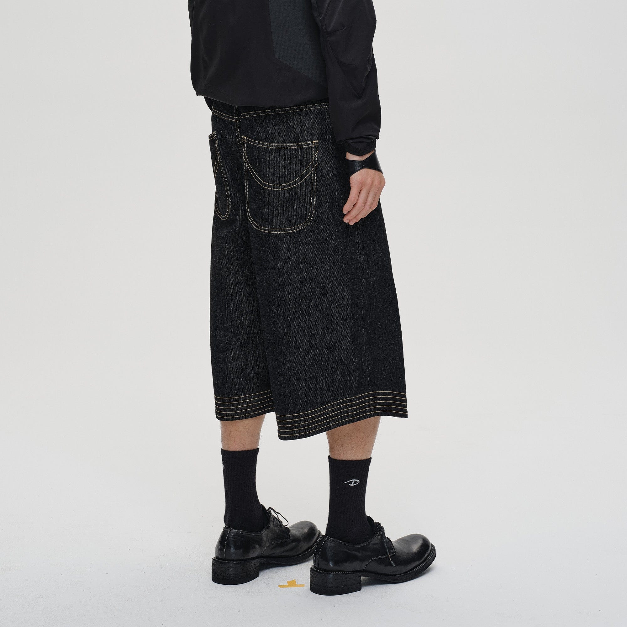 CATSSTAC Contrast Stitch Middle Spliced Raw Denim Jeans