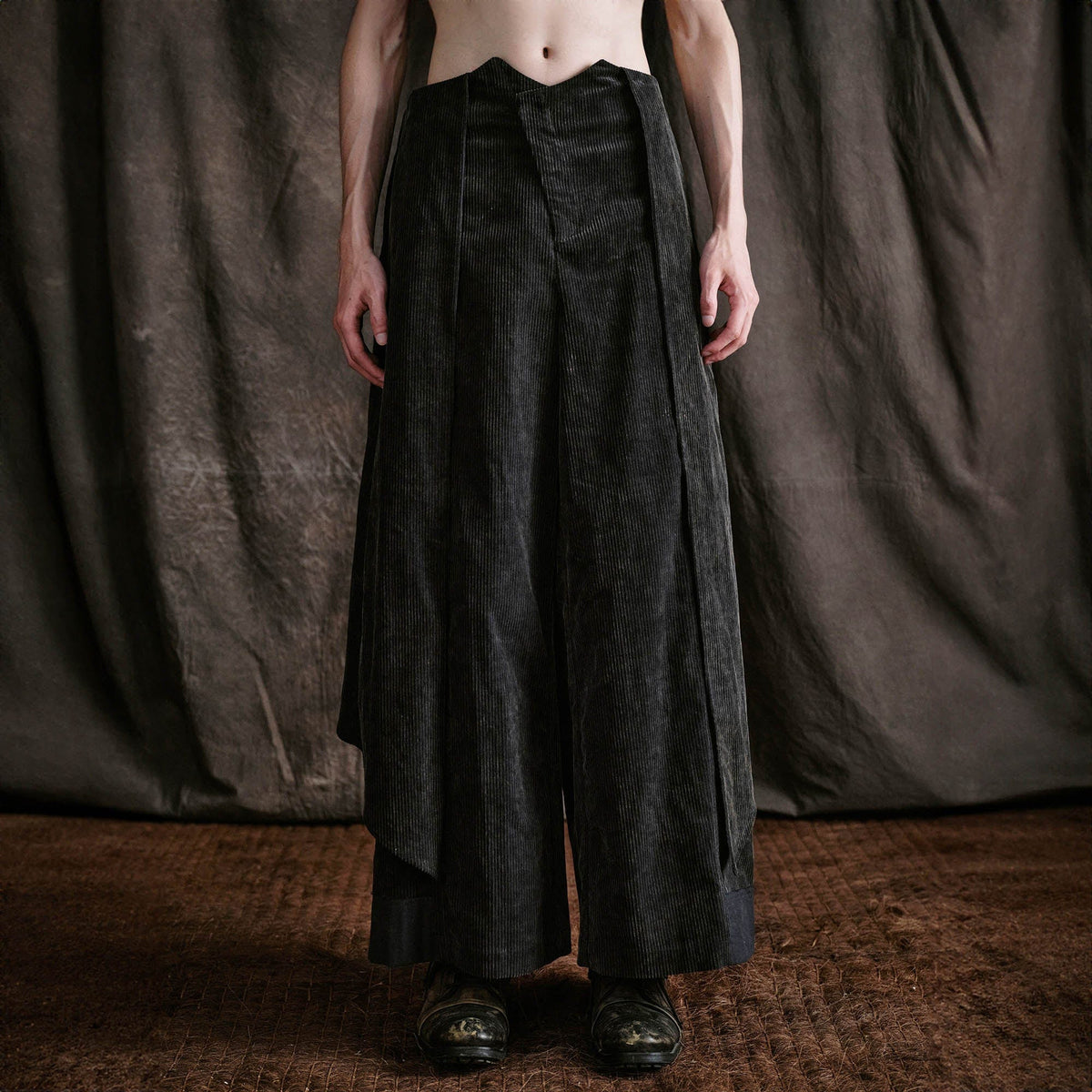 ILNya Nieternite Nifutur Layered Corduroy Wrap-Paneled Wide-Leg Trousers