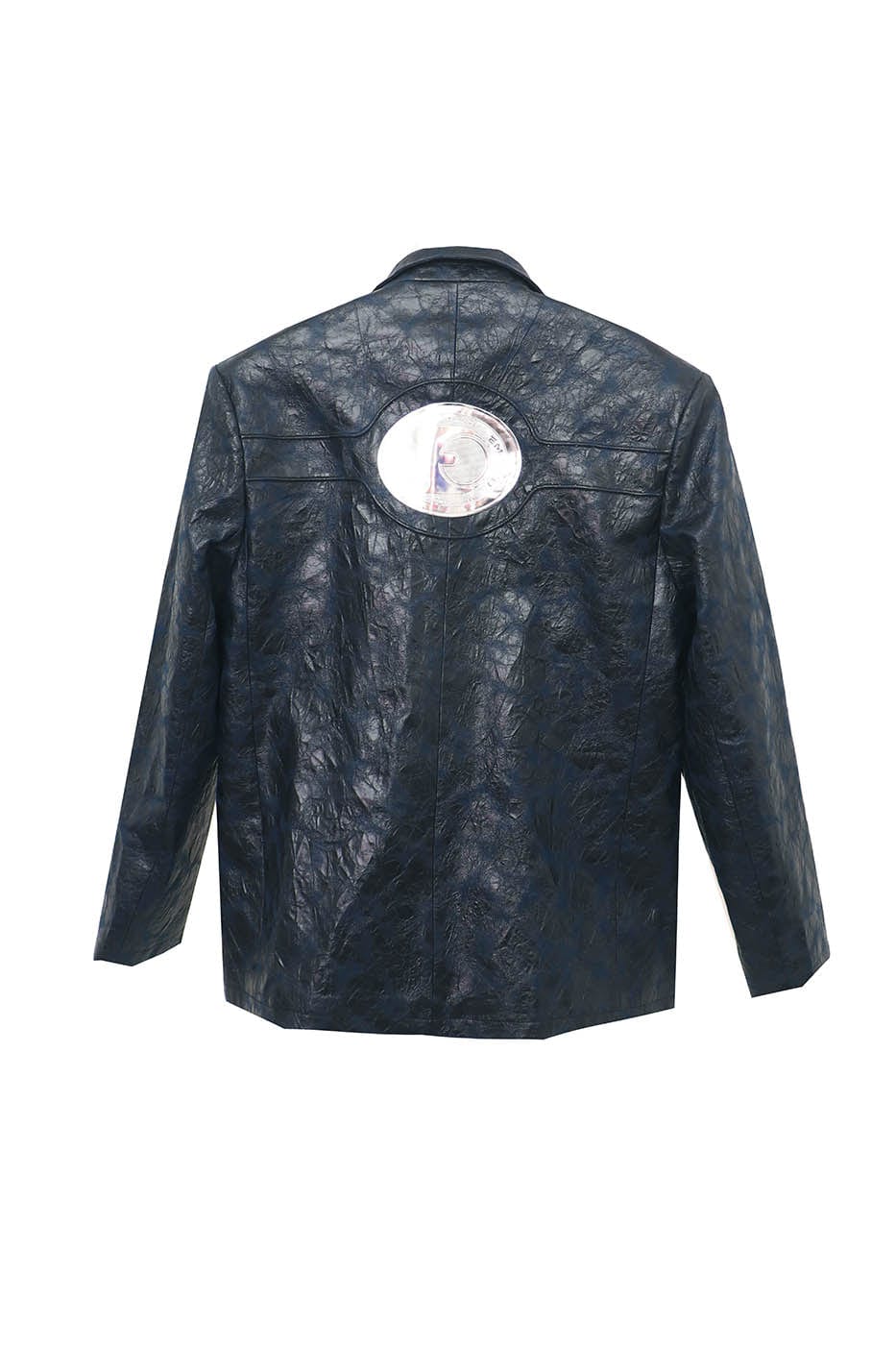 EMBRYO Crinkled Textured Faux Leather Blazer