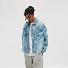 BONELESS Raw-Edge Washed Denim Jacket
