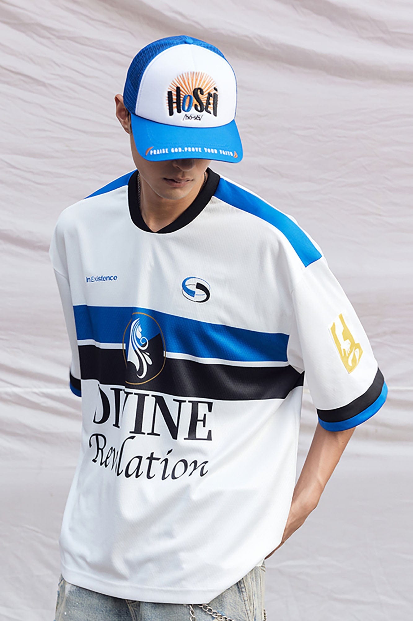 IN EXISTENCE NO.21 Contrast Graphic Sports T-Shirt