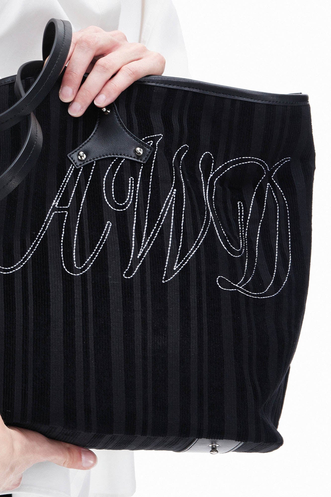 ARTIFICIAL WORLD Corduroy Leather-Panel Embroidered Tote Bag