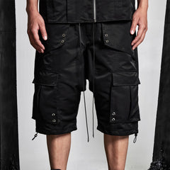 SSIN7 Multi-Pocket Satin Drawstring Shorts