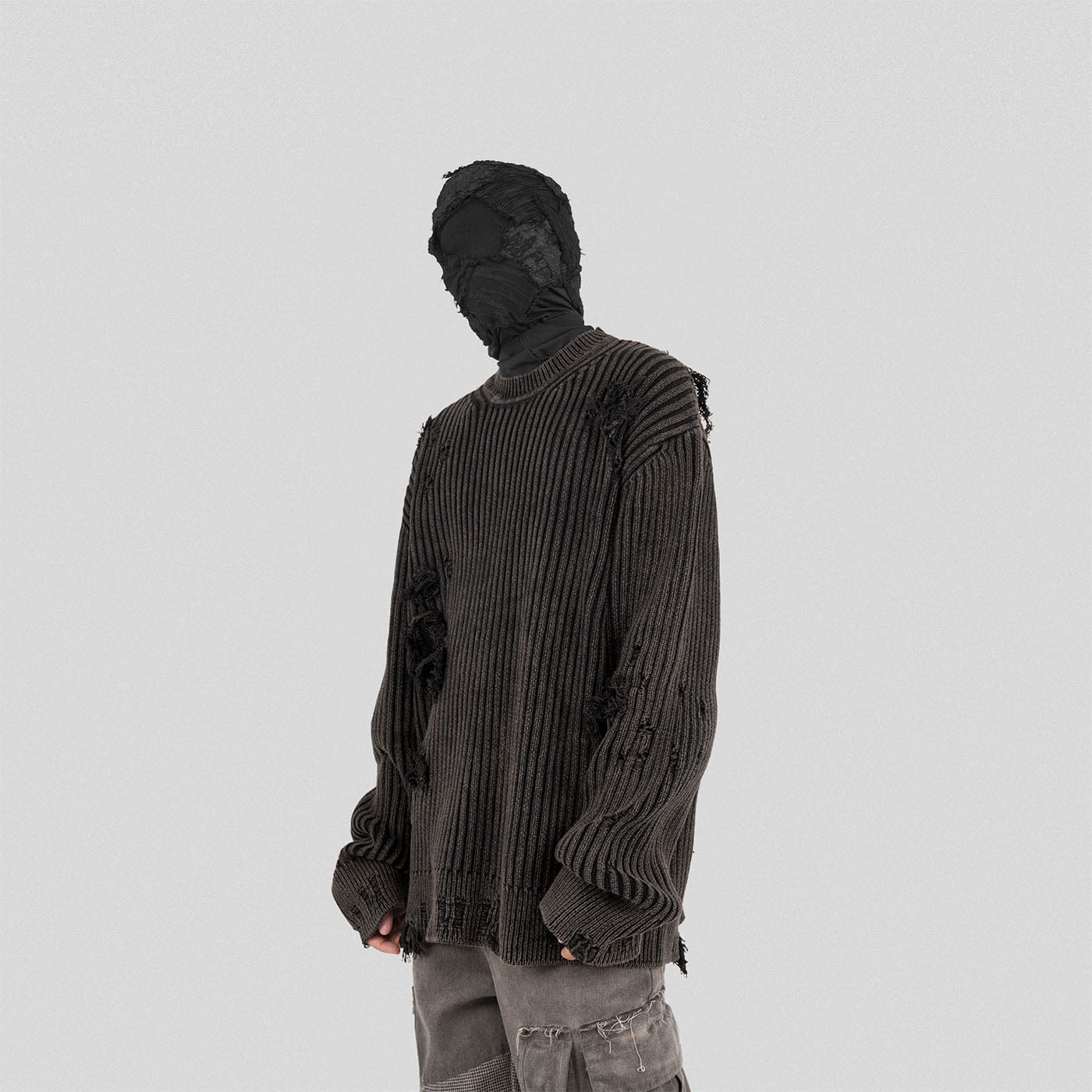 UNDERWATER Wasteland Ripped Sweater Charcoal