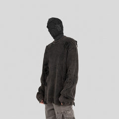 UNDERWATER Wasteland Ripped Sweater Charcoal