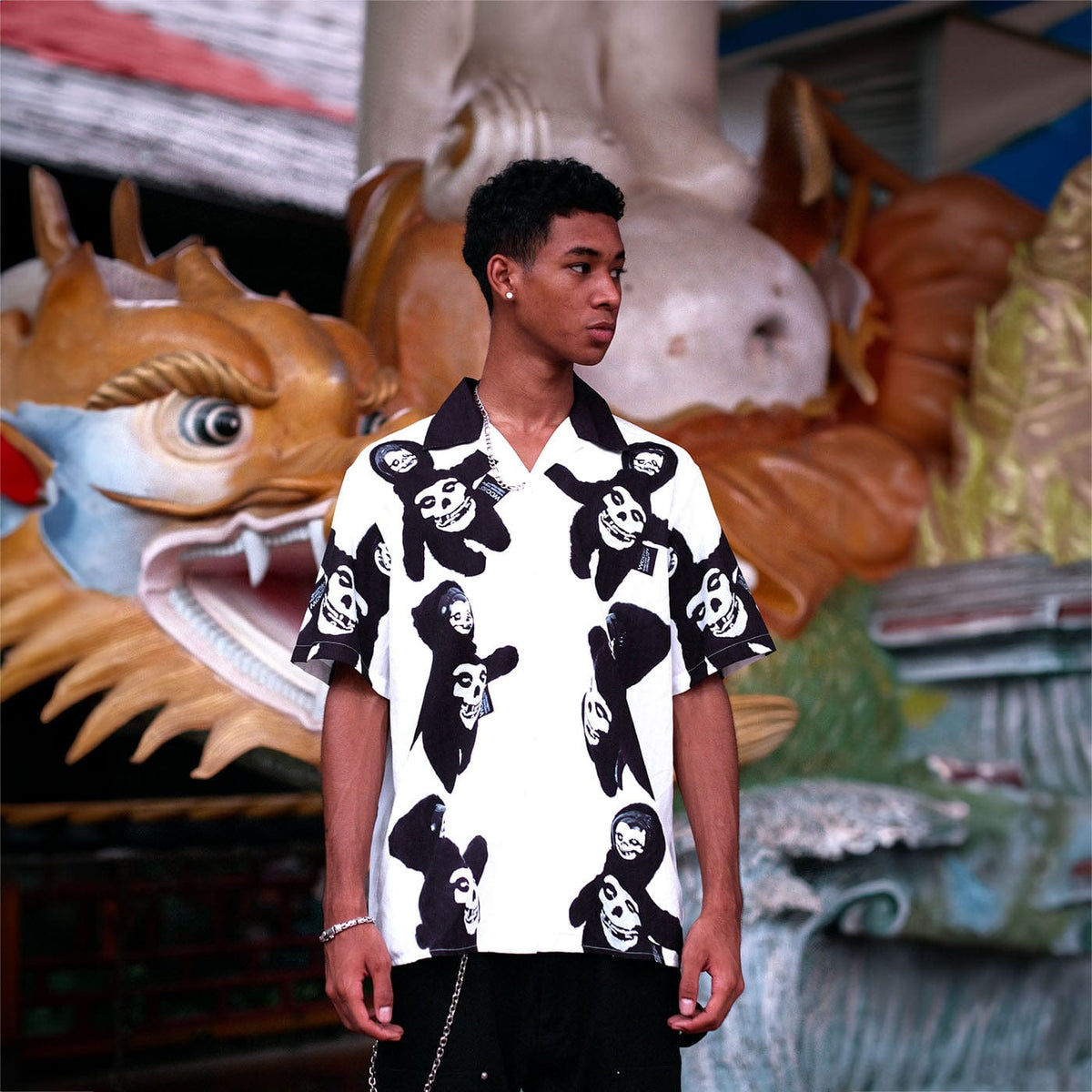 WCC Ghost Face Full Print Cuban Half Shirt