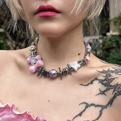 ILLUSORY Time Machine Mixed Beads Charm Necklace