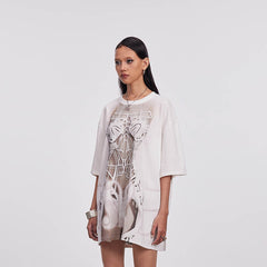 DAMAGE ASIA Skeleton Corset Full-Print T-Shirt
