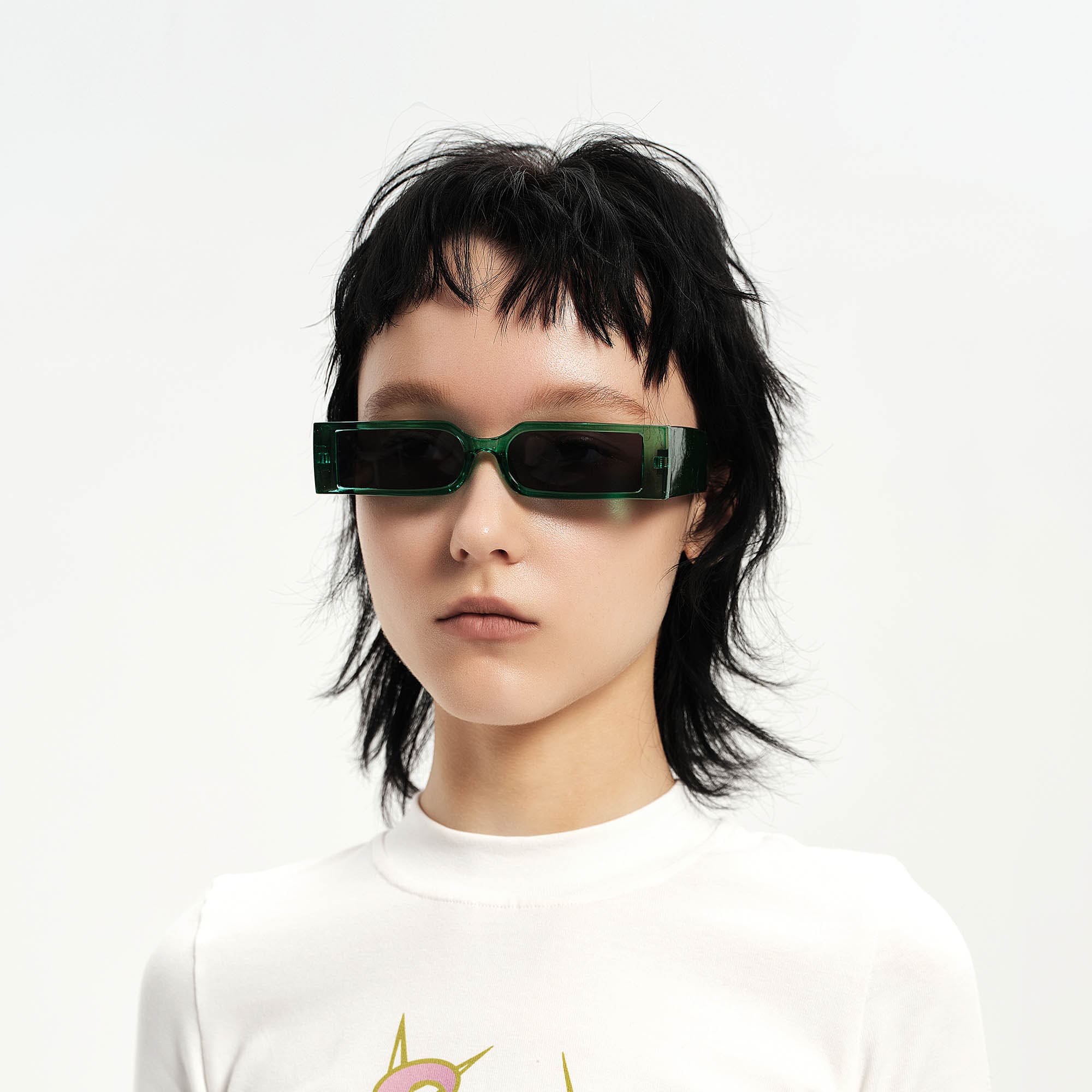 DAMAGE ASIA OPTICALS Square Frame Thick Temple Sunglasses