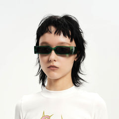 DAMAGE ASIA OPTICALS Square Frame Thick Temple Sunglasses