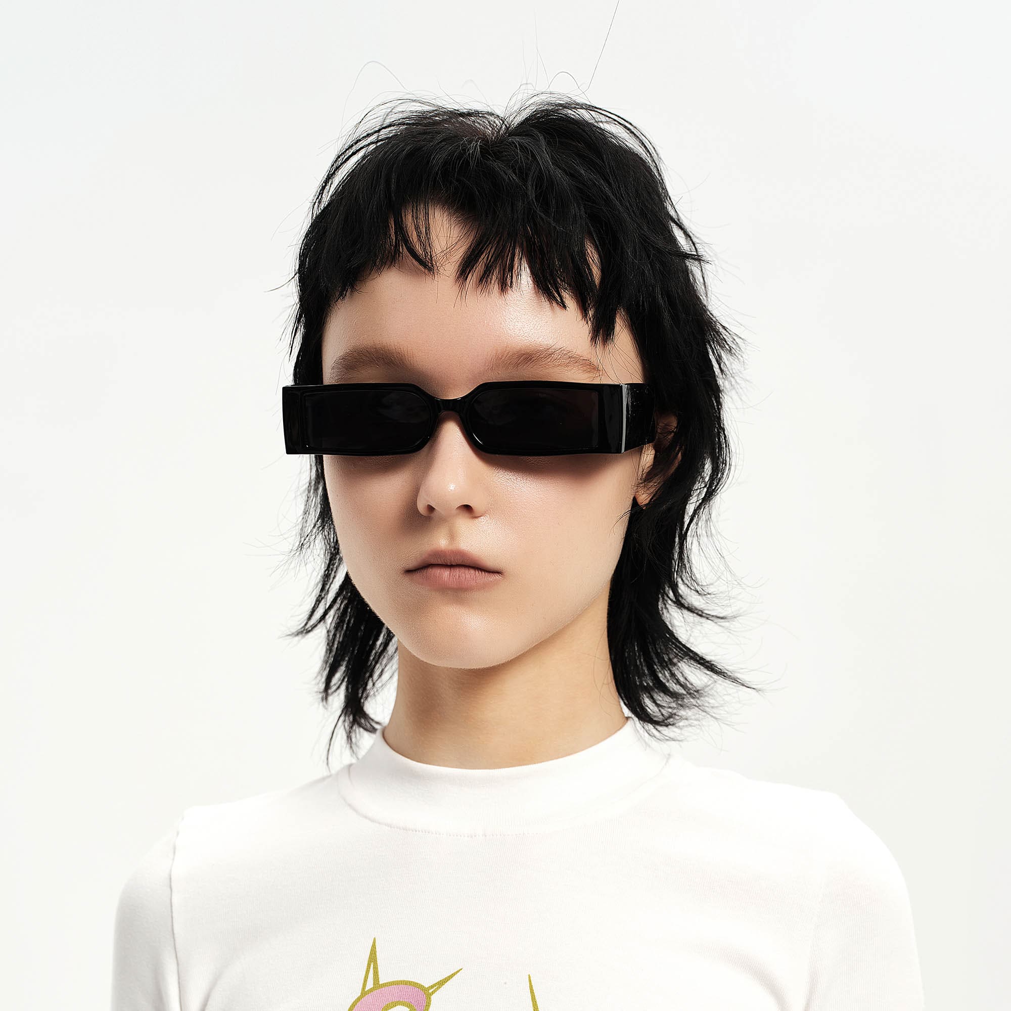 DAMAGE ASIA OPTICALS Square Frame Thick Temple Sunglasses