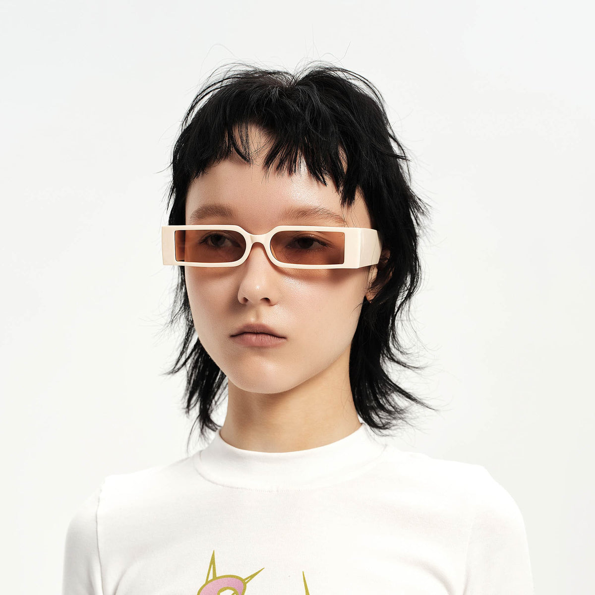 DAMAGE ASIA OPTICALS Square Frame Thick Temple Sunglasses
