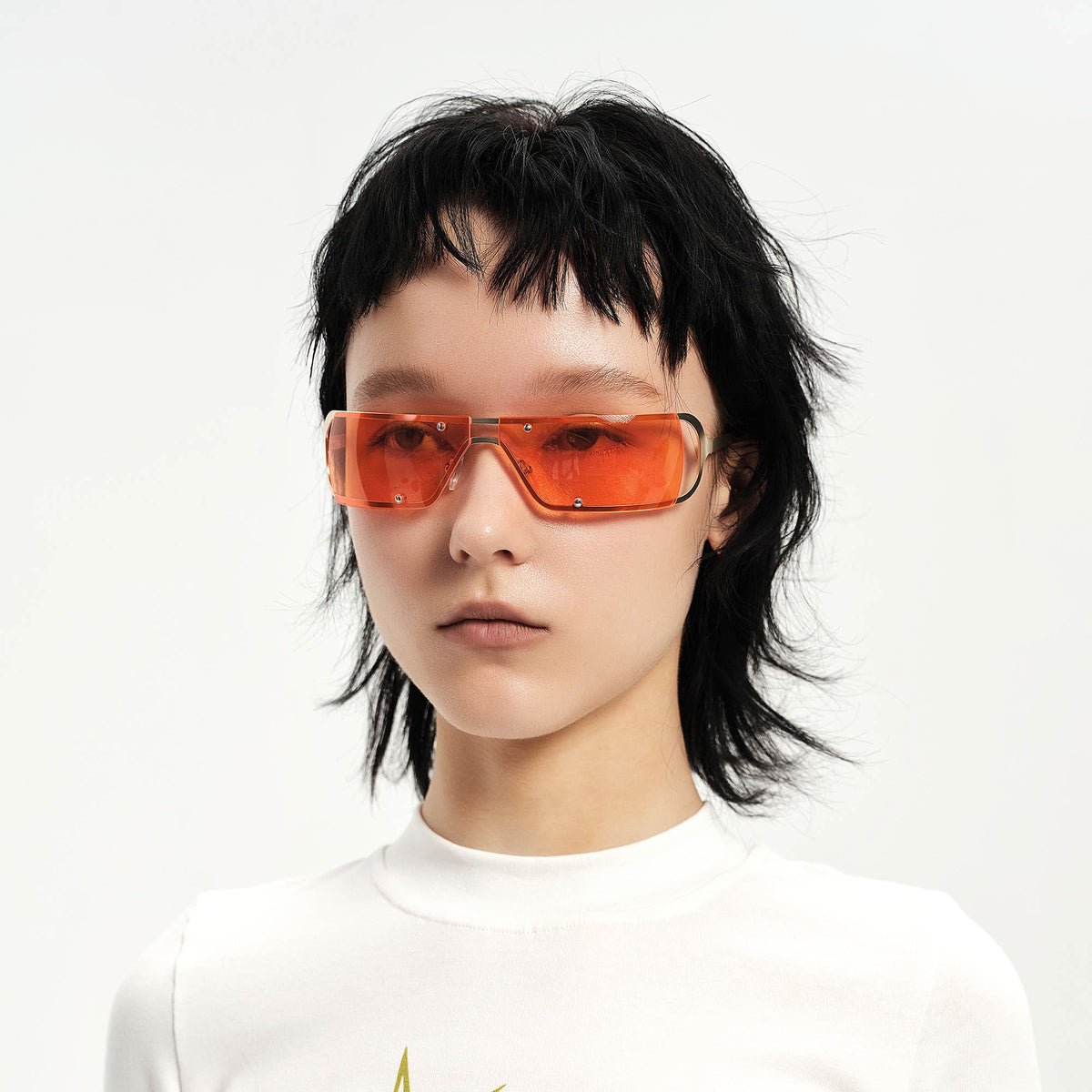DAMAGE ASIA OPTICALS Modern Rivet Square Frame Sunglasses