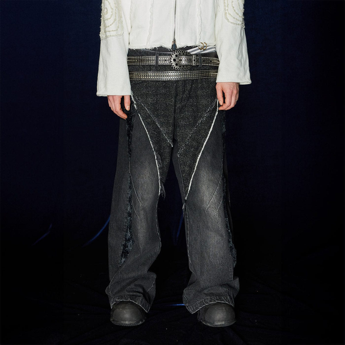 DND4DES Raw-Edge Faux Fur Spliced Jeans