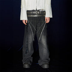 DND4DES Raw-Edge Faux Fur Spliced Jeans