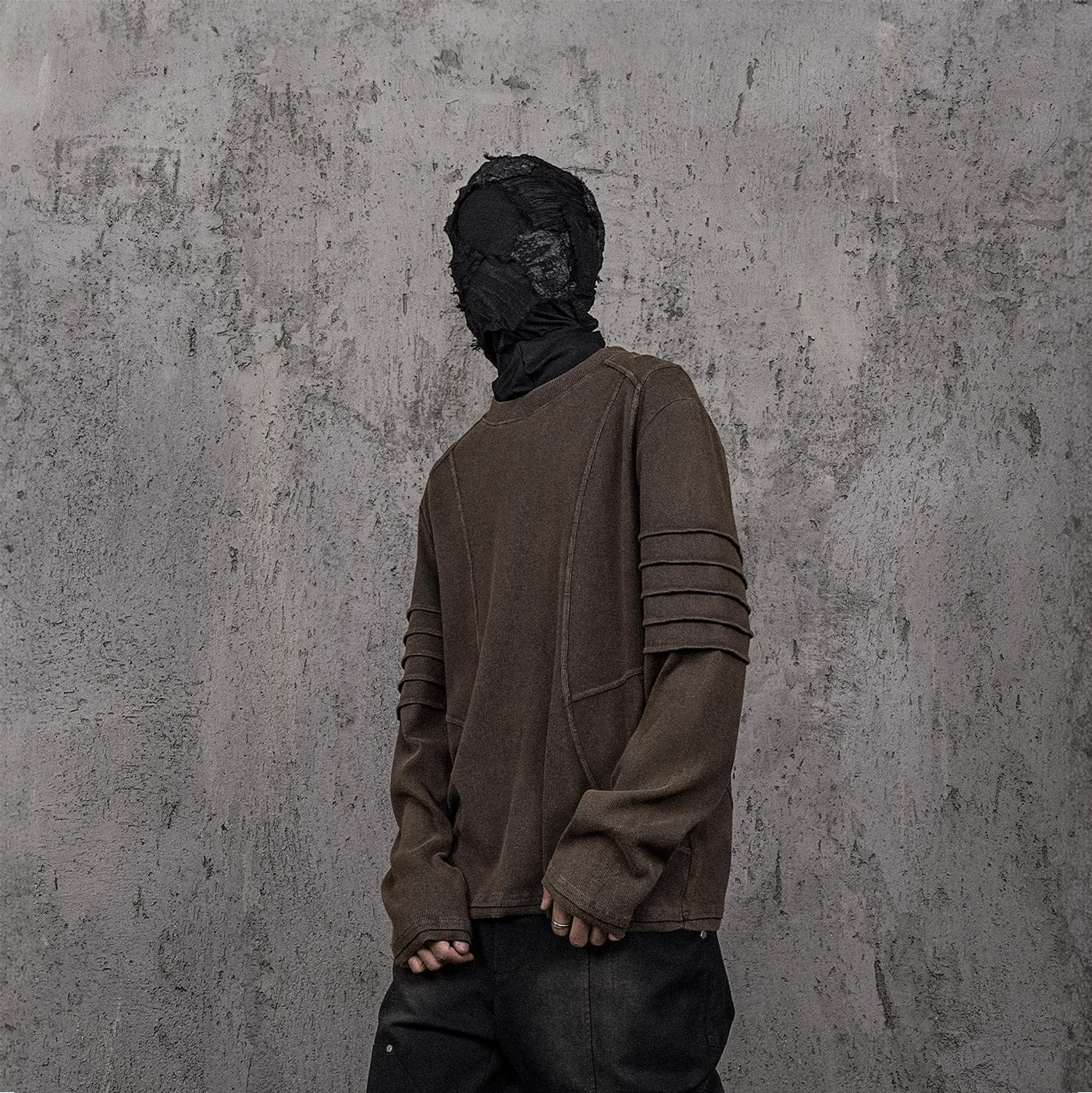 UNDERWATER Distressed Deconstructed Light Sweatshirt Brown