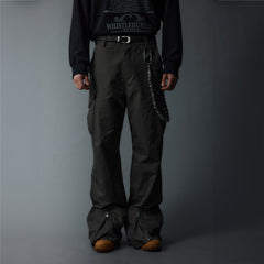 WHISTLEHUNTER Multi-Pocket Zipper Flared Cargo Pants