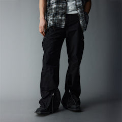 WHISTLEHUNTER Multi-Pocket Zipper Flared Cargo Pants