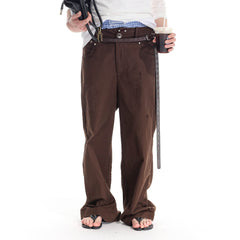 WHISTLEHUNTER Distressed Rivet Straight-Leg Pants