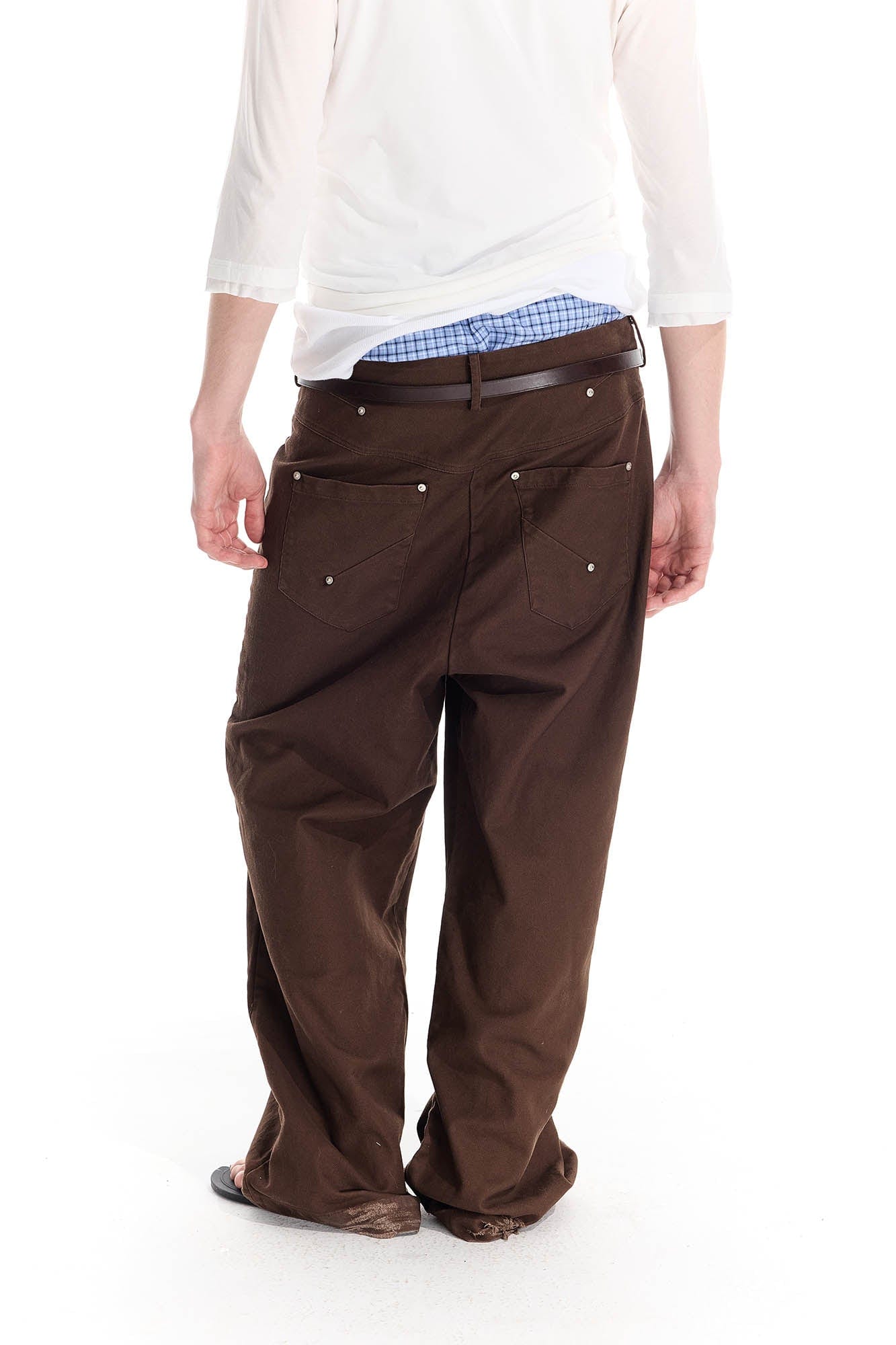 WHISTLEHUNTER Distressed Rivet Straight-Leg Pants