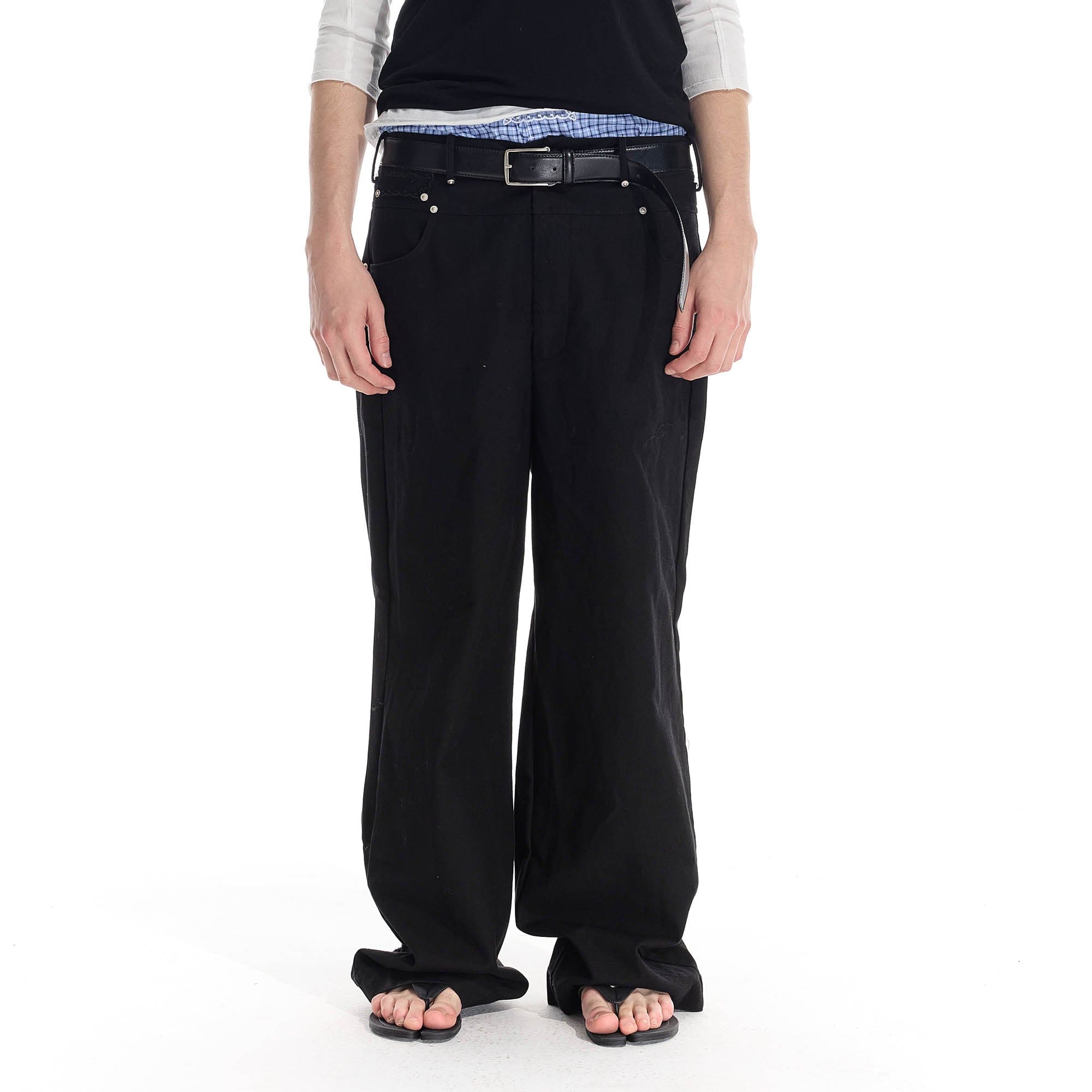 WHISTLEHUNTER Distressed Rivet Straight-Leg Pants