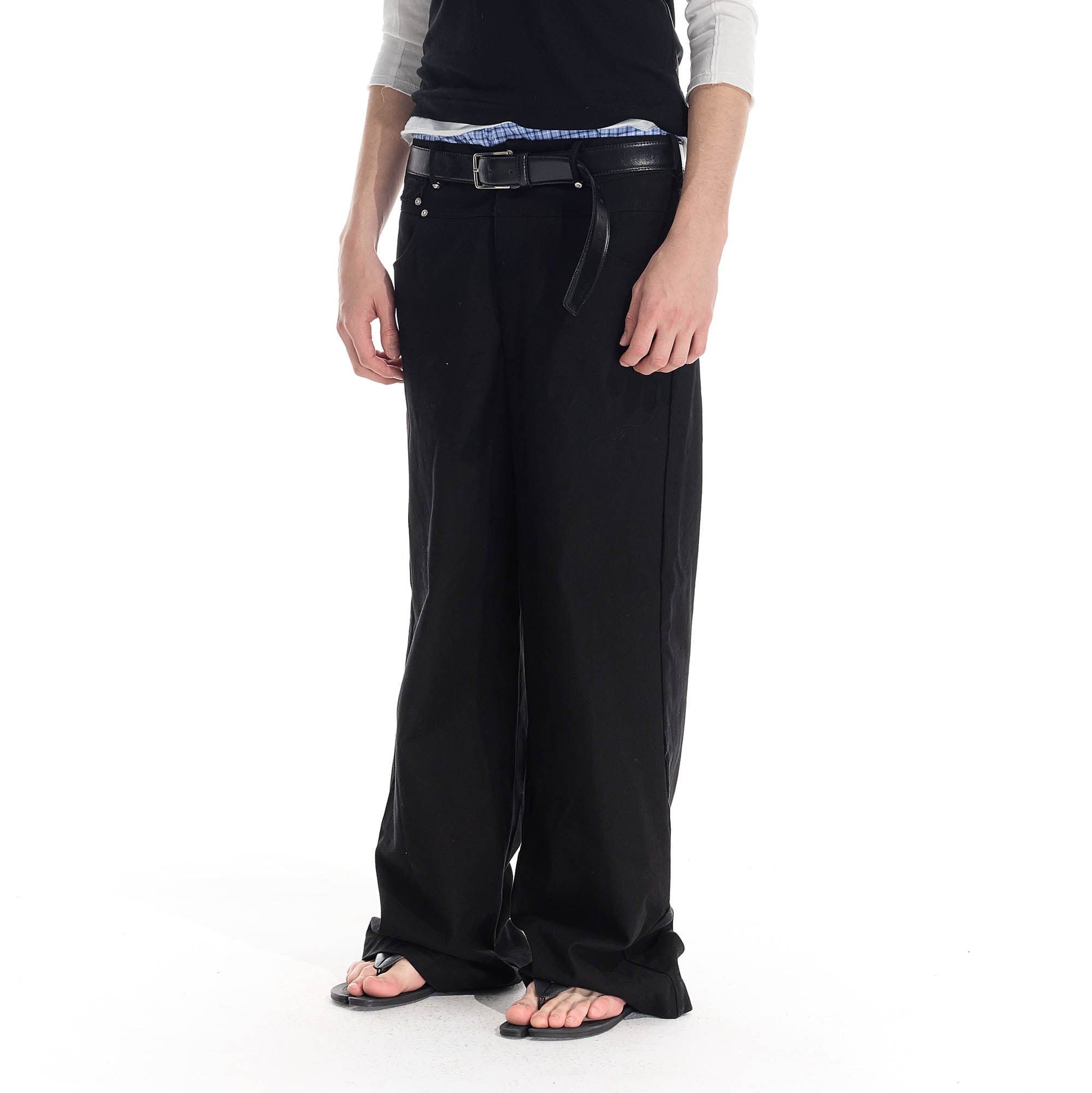 WHISTLEHUNTER Distressed Rivet Straight-Leg Pants
