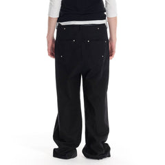 WHISTLEHUNTER Distressed Rivet Straight-Leg Pants