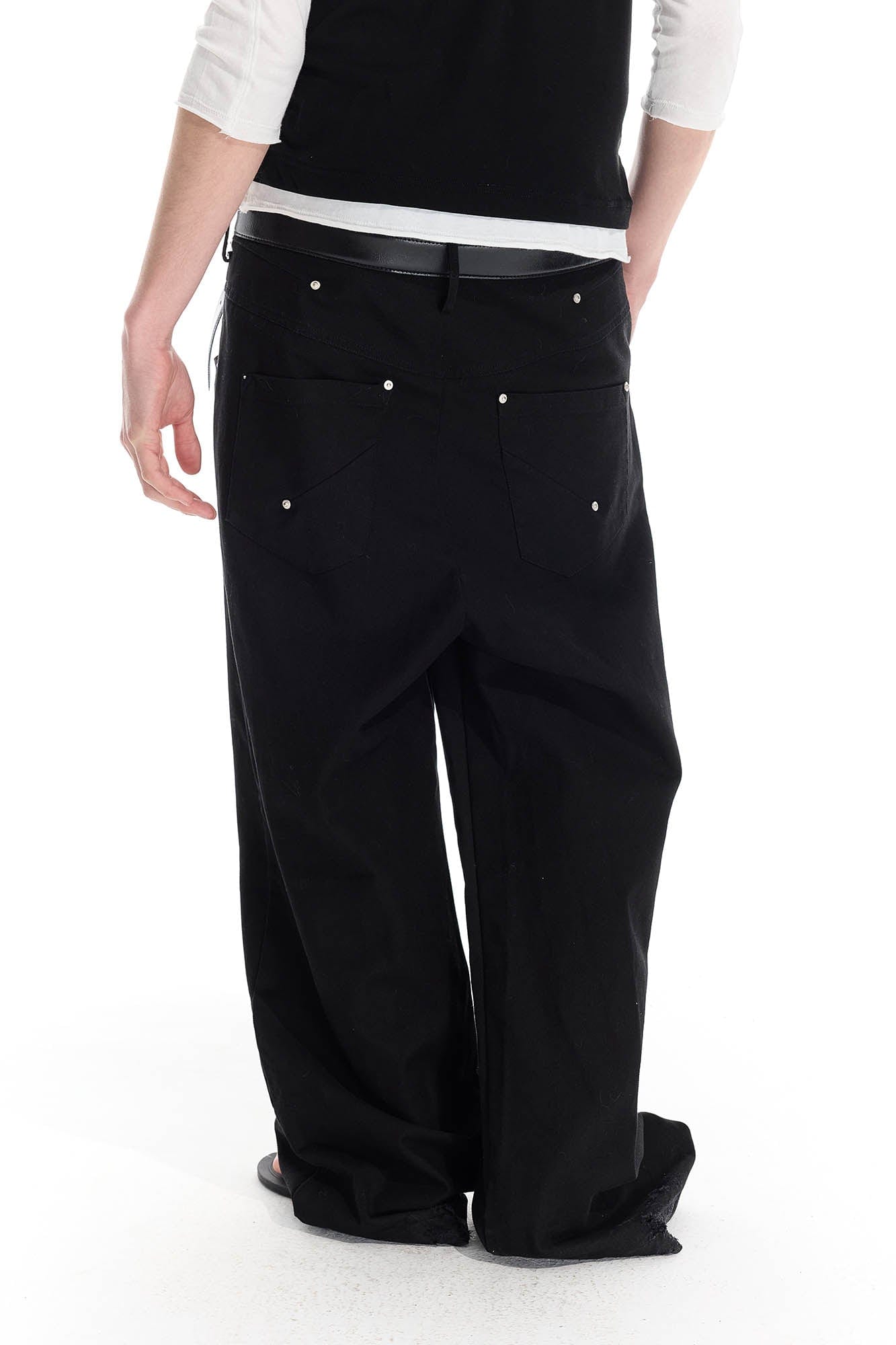 WHISTLEHUNTER Distressed Rivet Straight-Leg Pants