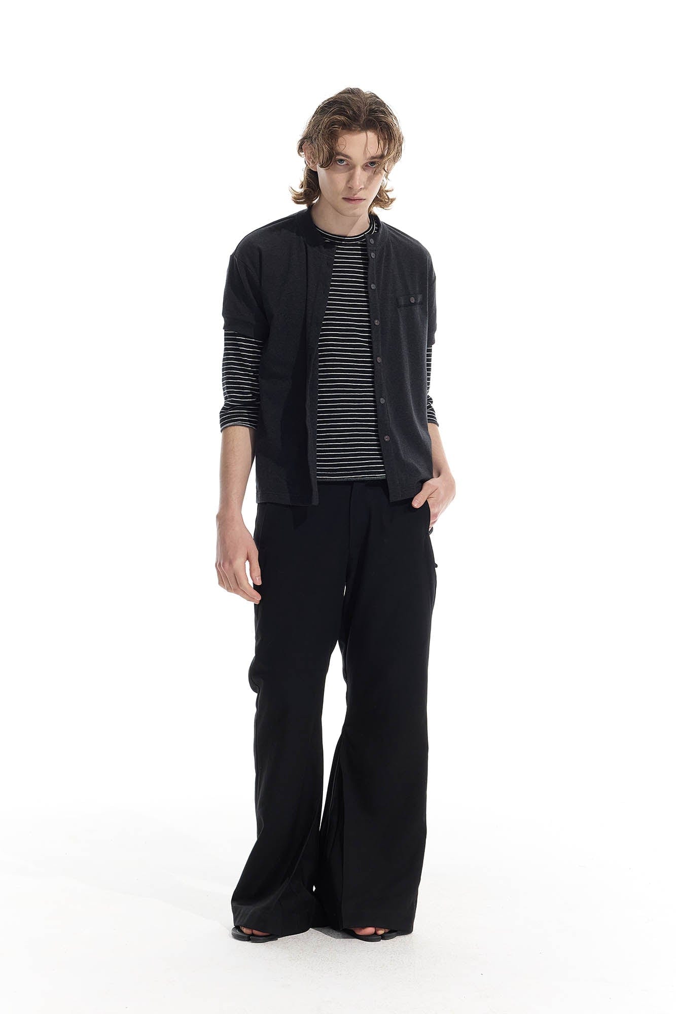WHISTLEHUNTER Essential Wool-Blended Pocket Short-Sleeve Cardigan