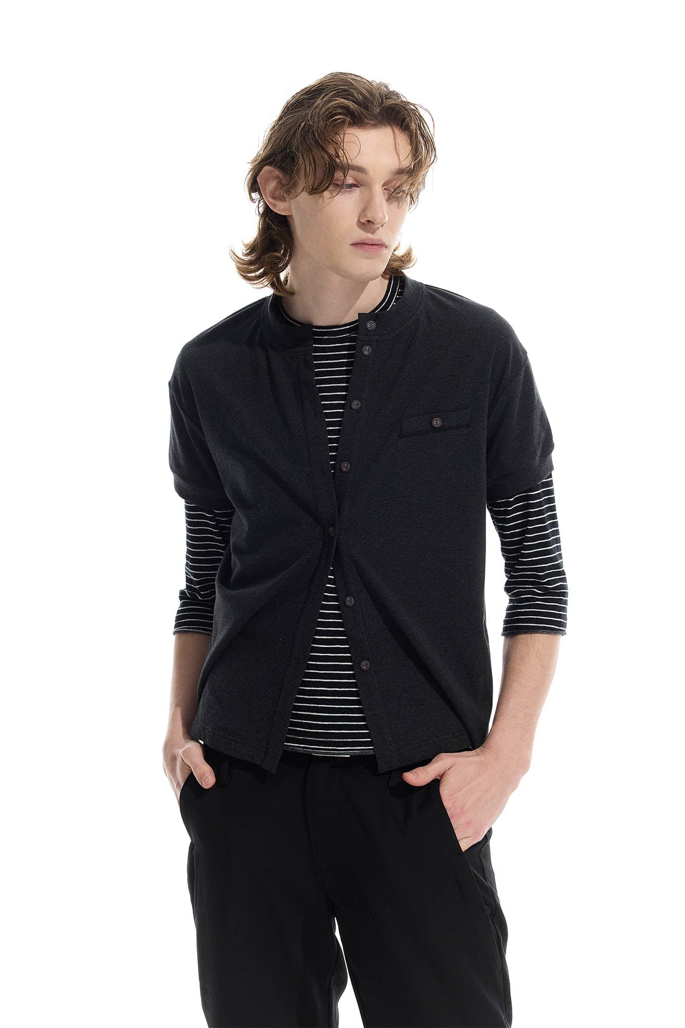 WHISTLEHUNTER Essential Wool-Blended Pocket Short-Sleeve Cardigan