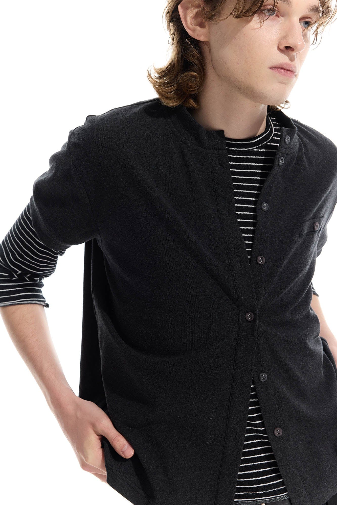 WHISTLEHUNTER Essential Wool-Blended Pocket Short-Sleeve Cardigan