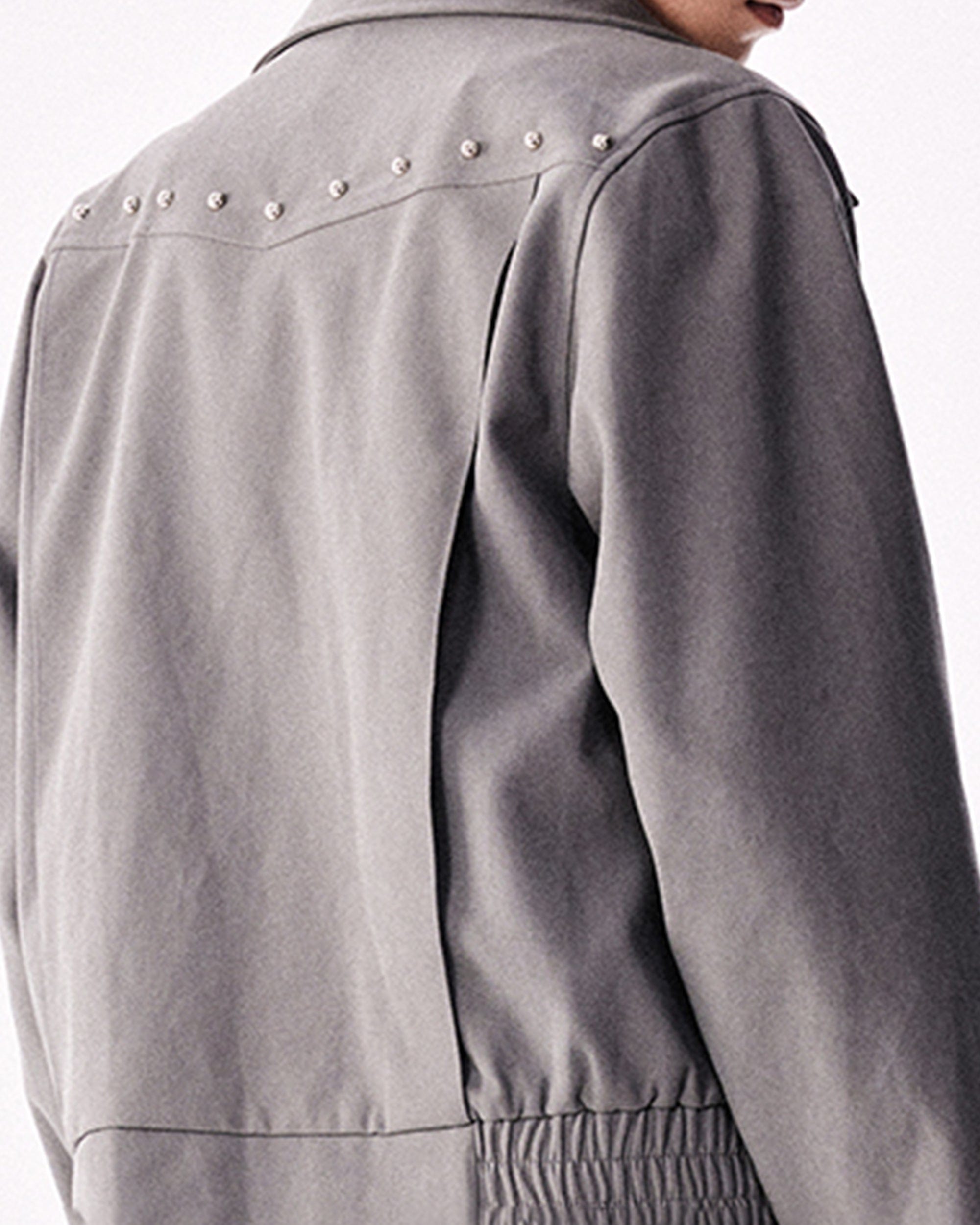RICHILL Faux Suede Asymmetrical Zipper Rivet Jacket