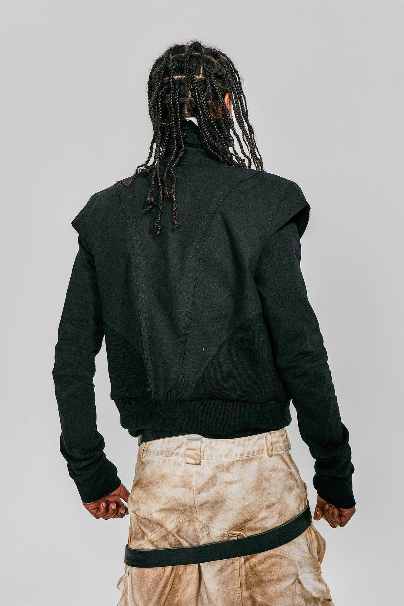 FLYERRER Studded Spliced Stand-Collar Zip-Up Vest