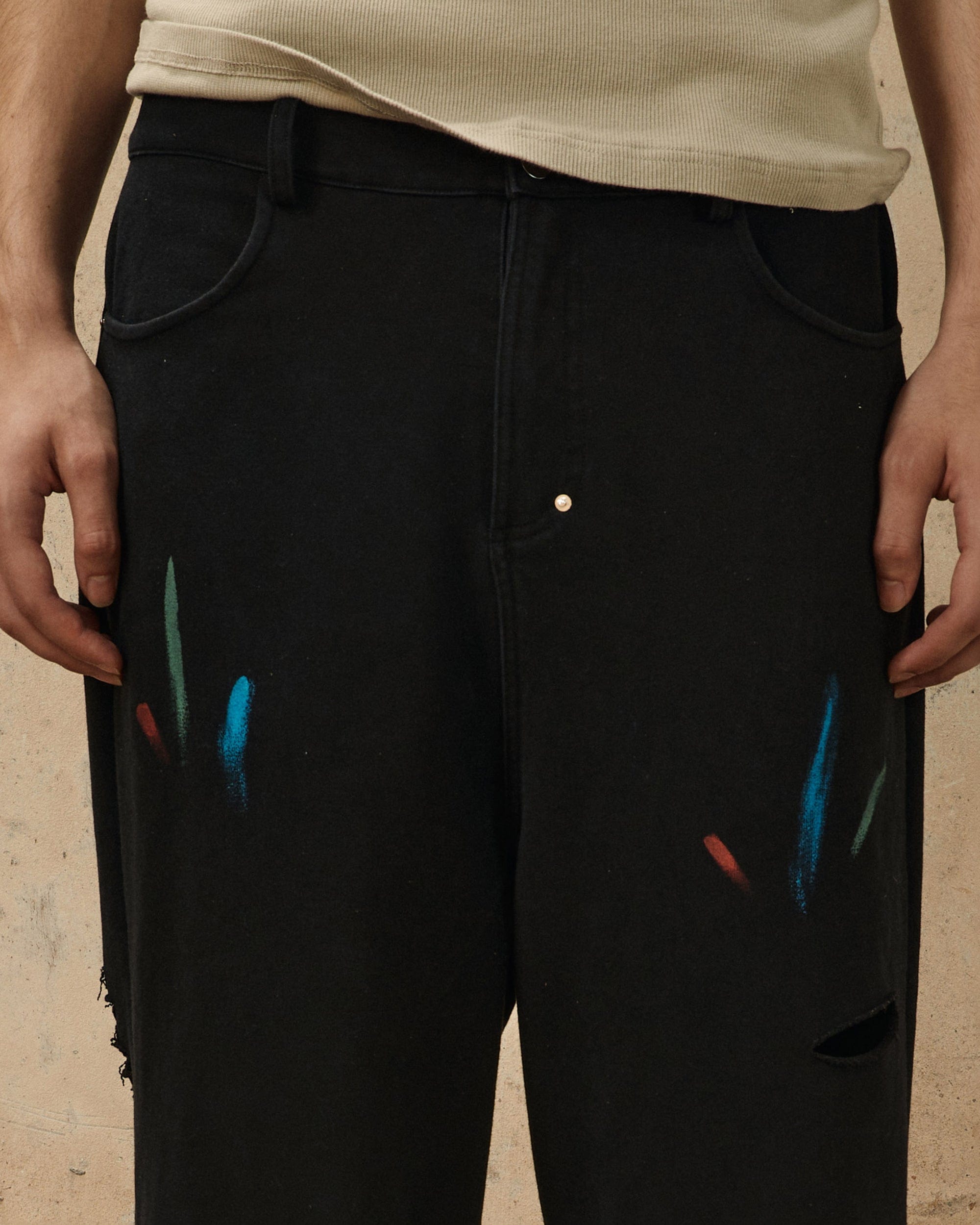 OVDY Classic Paint-Splattered Ripped Pants