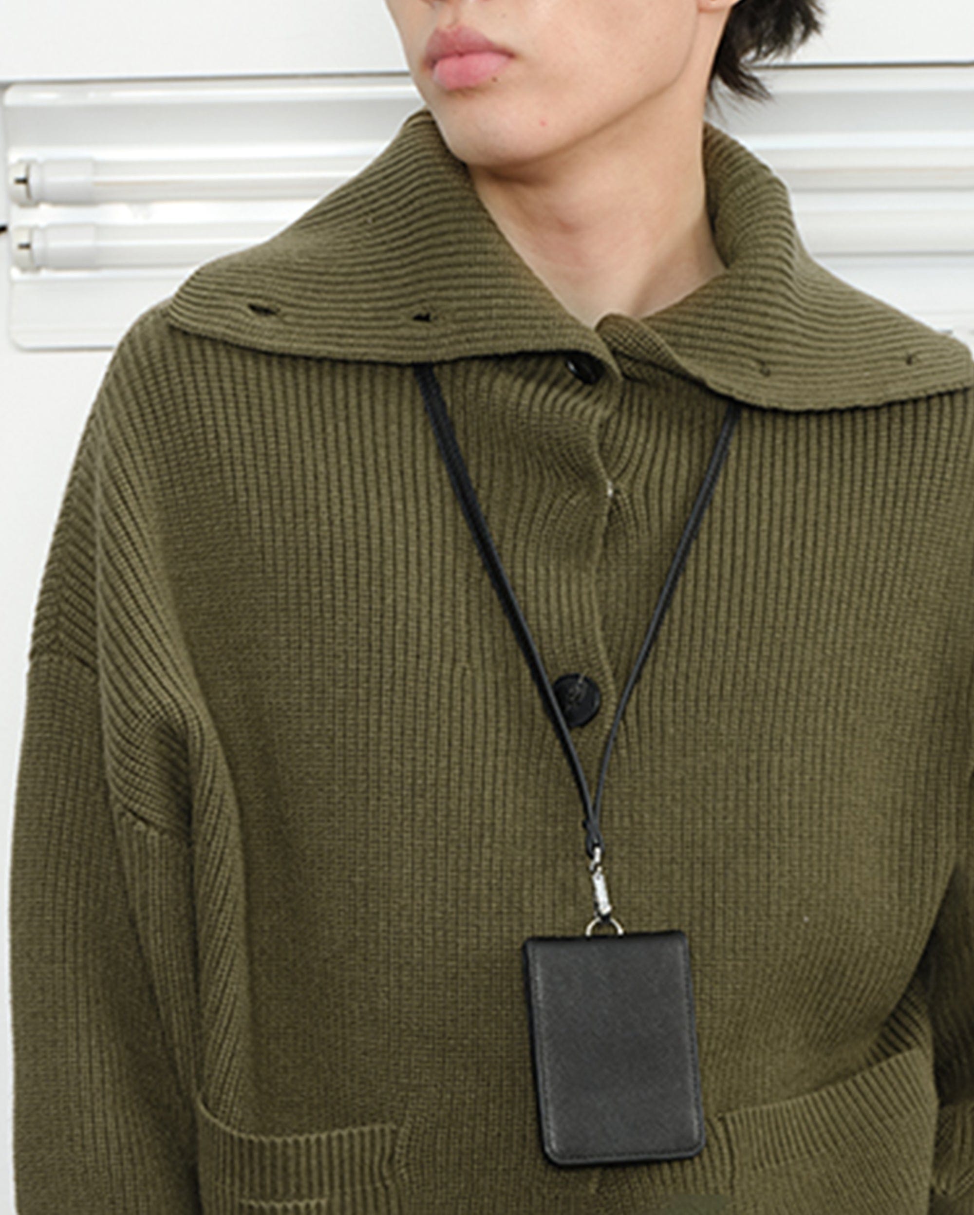 KREATE High-Collar Big-Pocket Button-Up Knitted Jacket