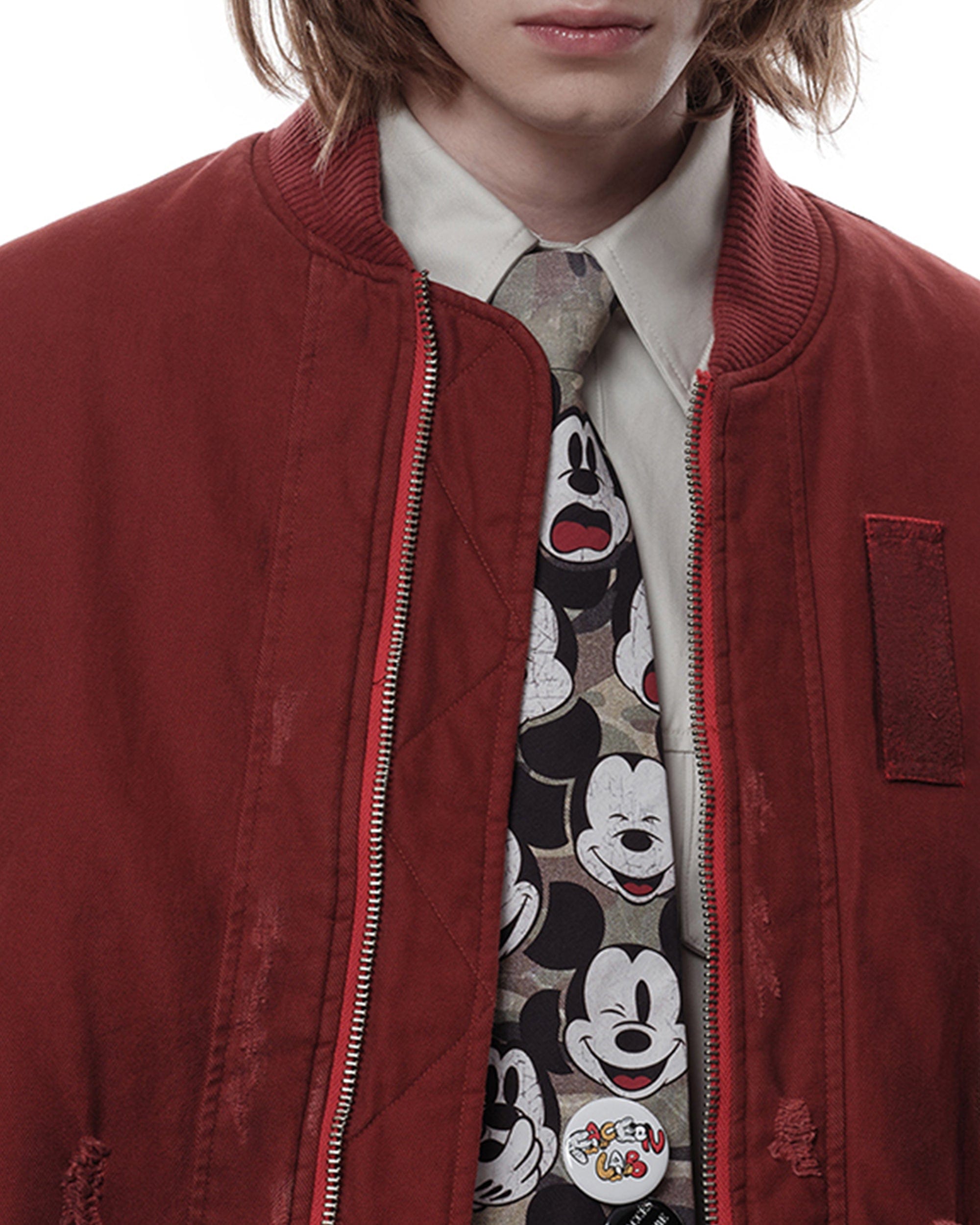 FACEONLAB Ripped MA-1 Jacket Red