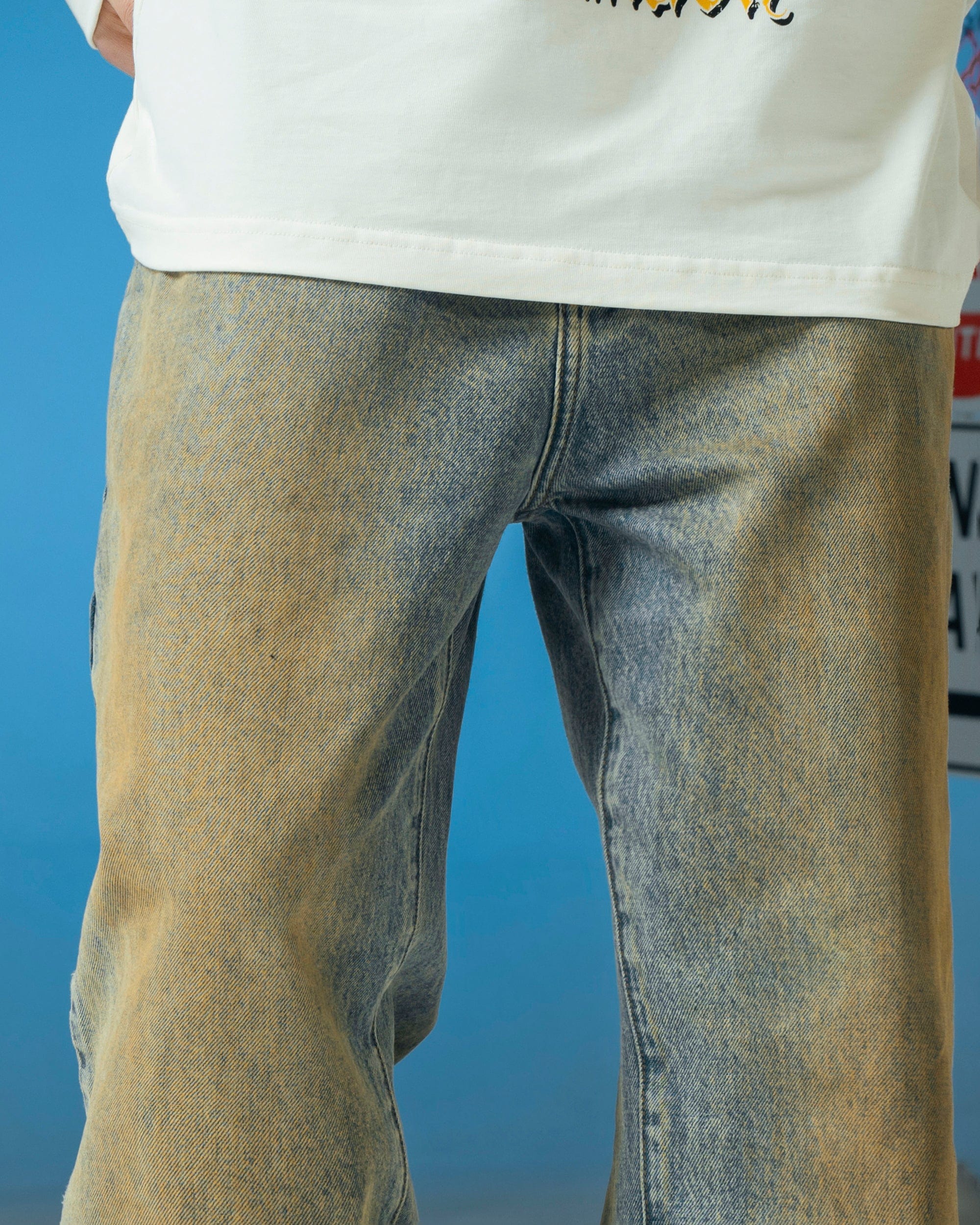 MAKEMORE Classic Acid Washed Crinkled Jeans
