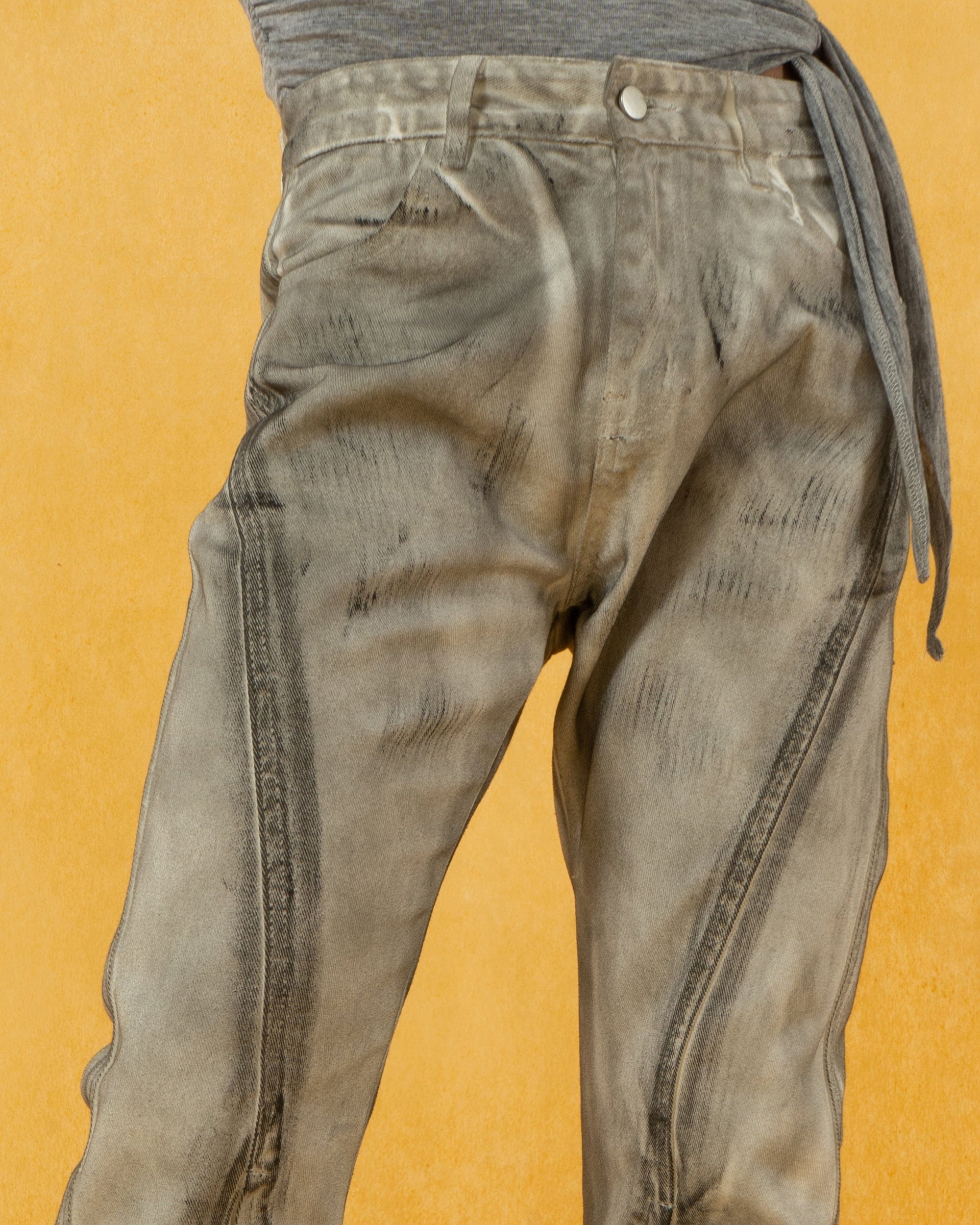 CLP Spliced Distressed Raw Edge Flared Jeans