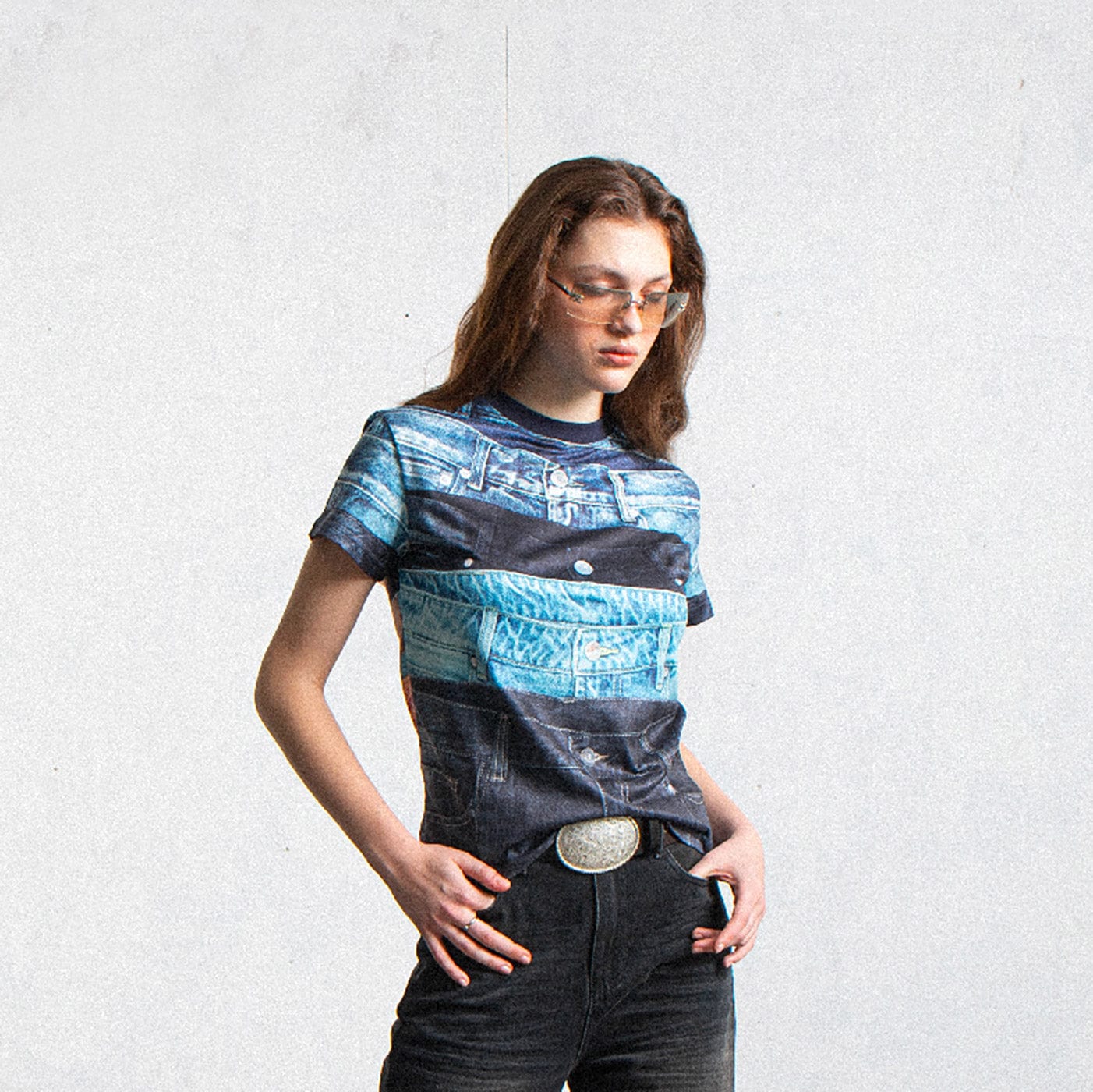 LEONSENSE Full Print Jeans T-Shirt