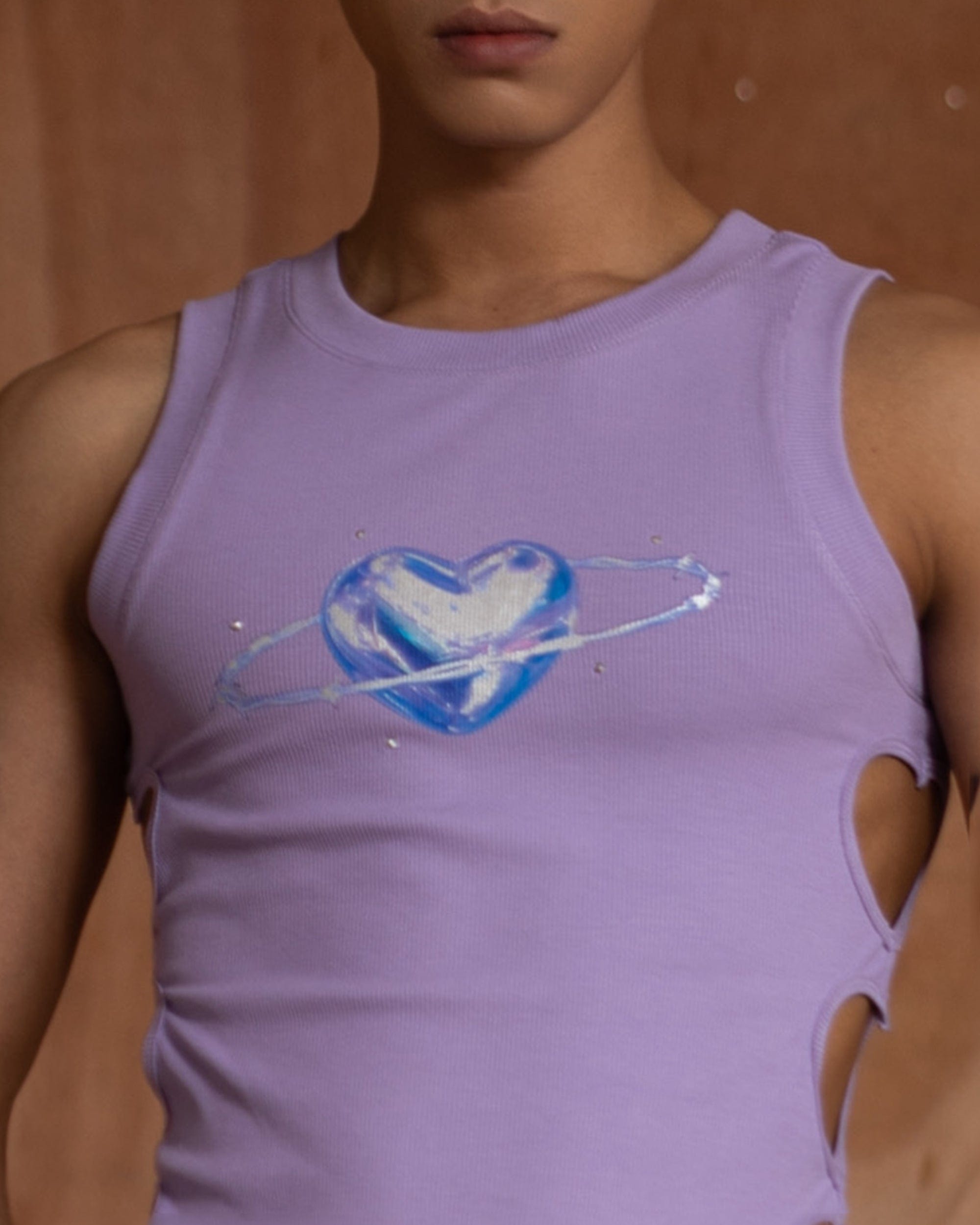 CLP Metallic Heart Slim Hollowed Tank Top Purple