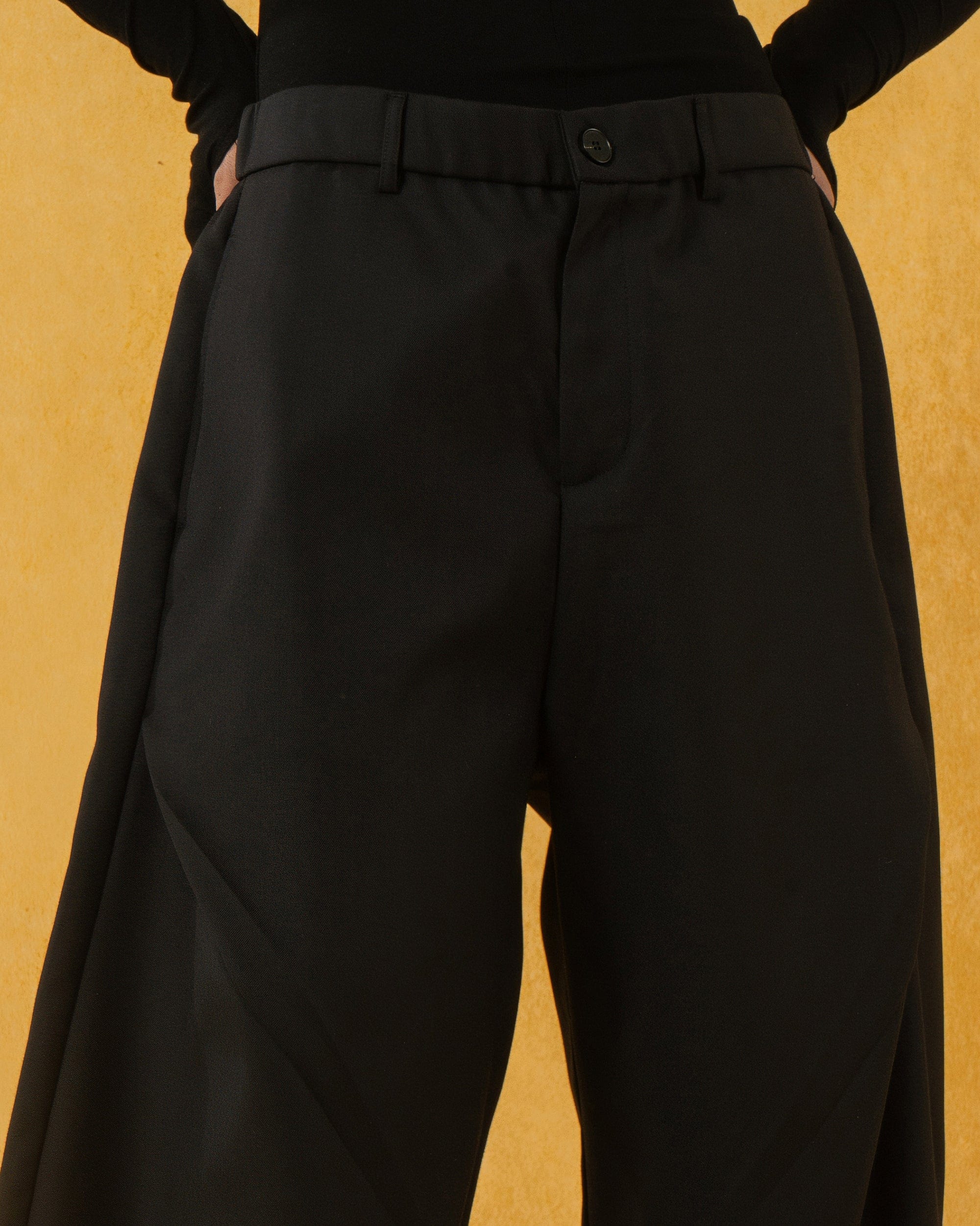 CLP Curved Crinkled Floor-Length Trousers
