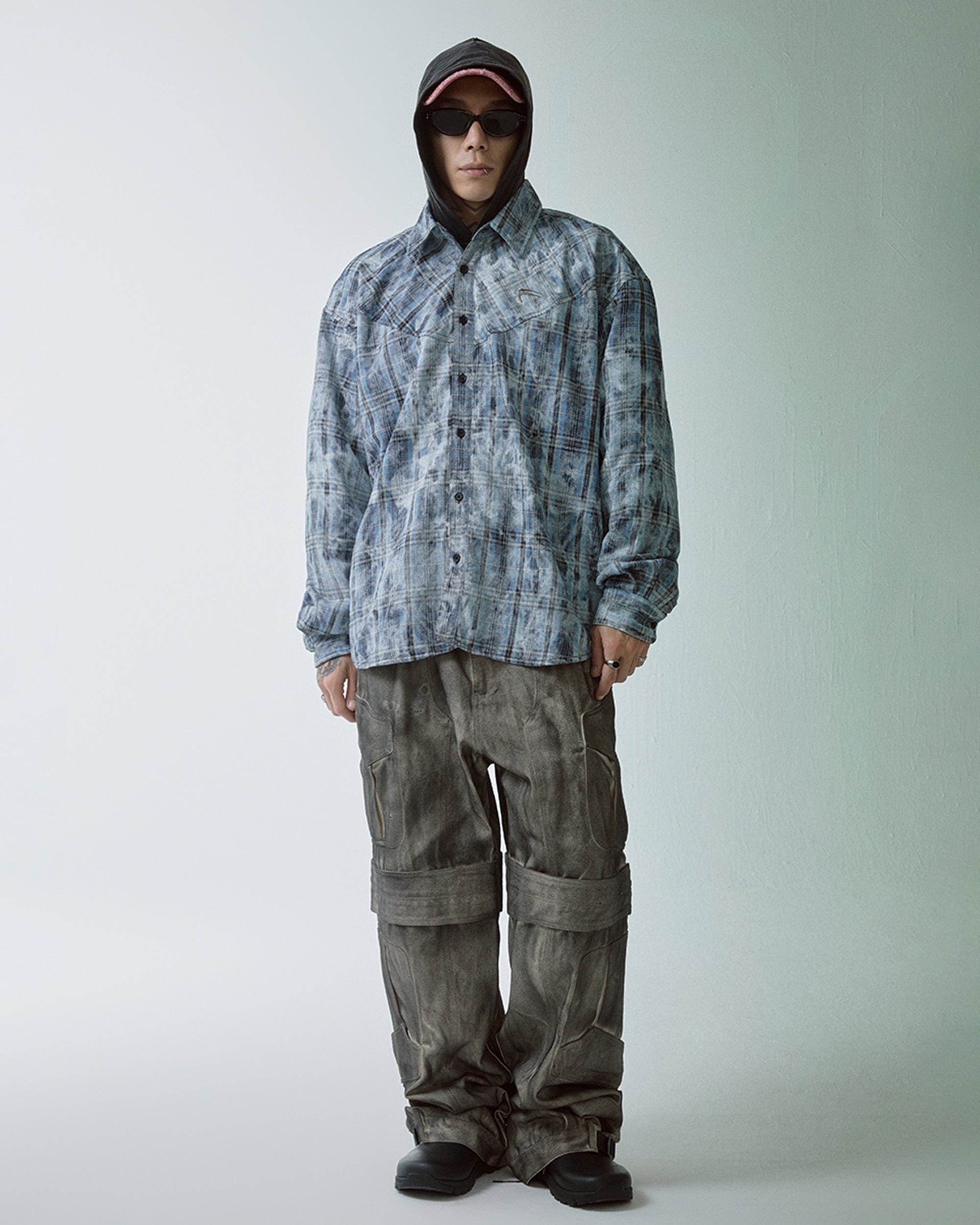 F2CE Spliced Abstract Plaid Shirt