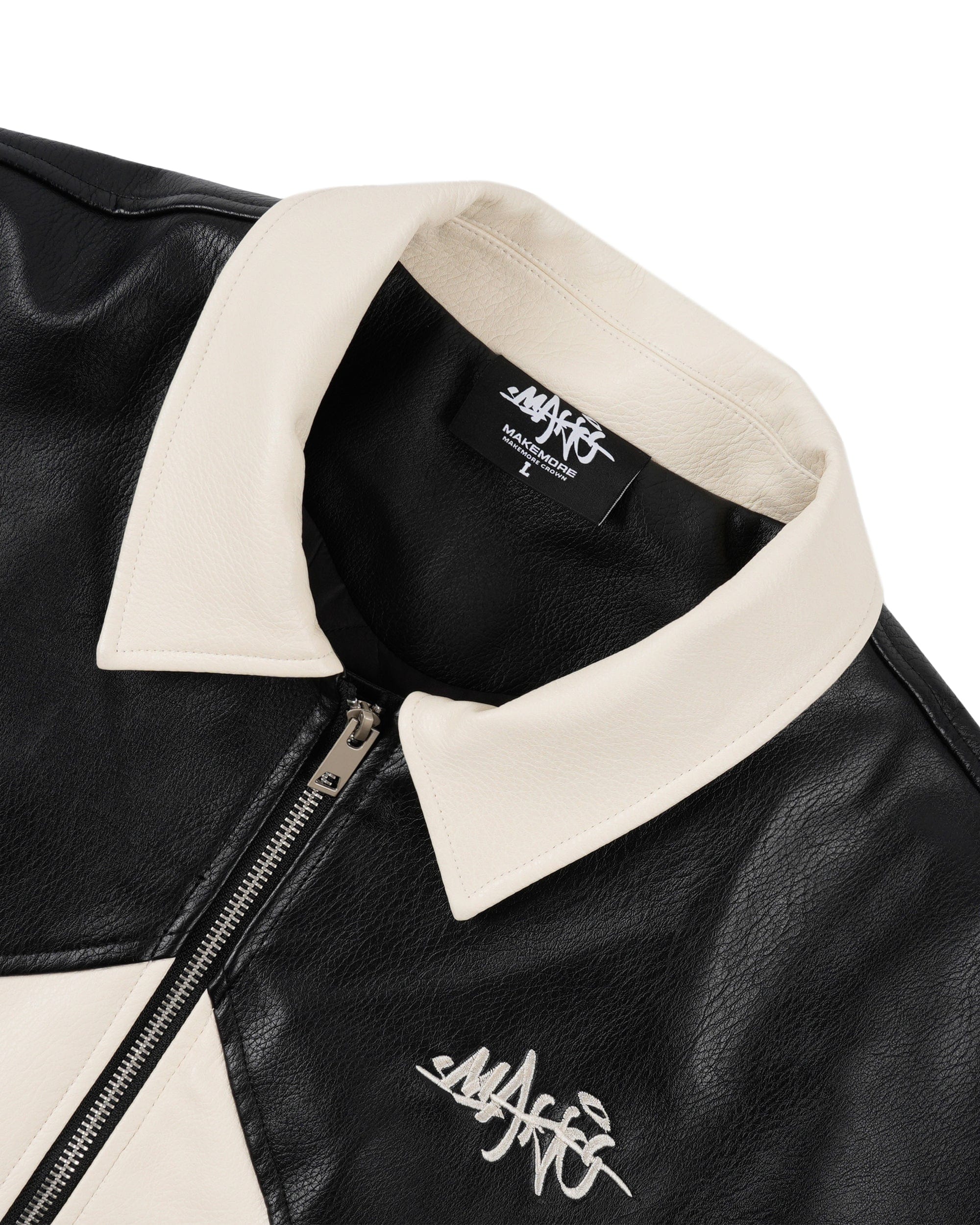 MAKEMORE Modern Deconstructed PU Zip-Up Jacket