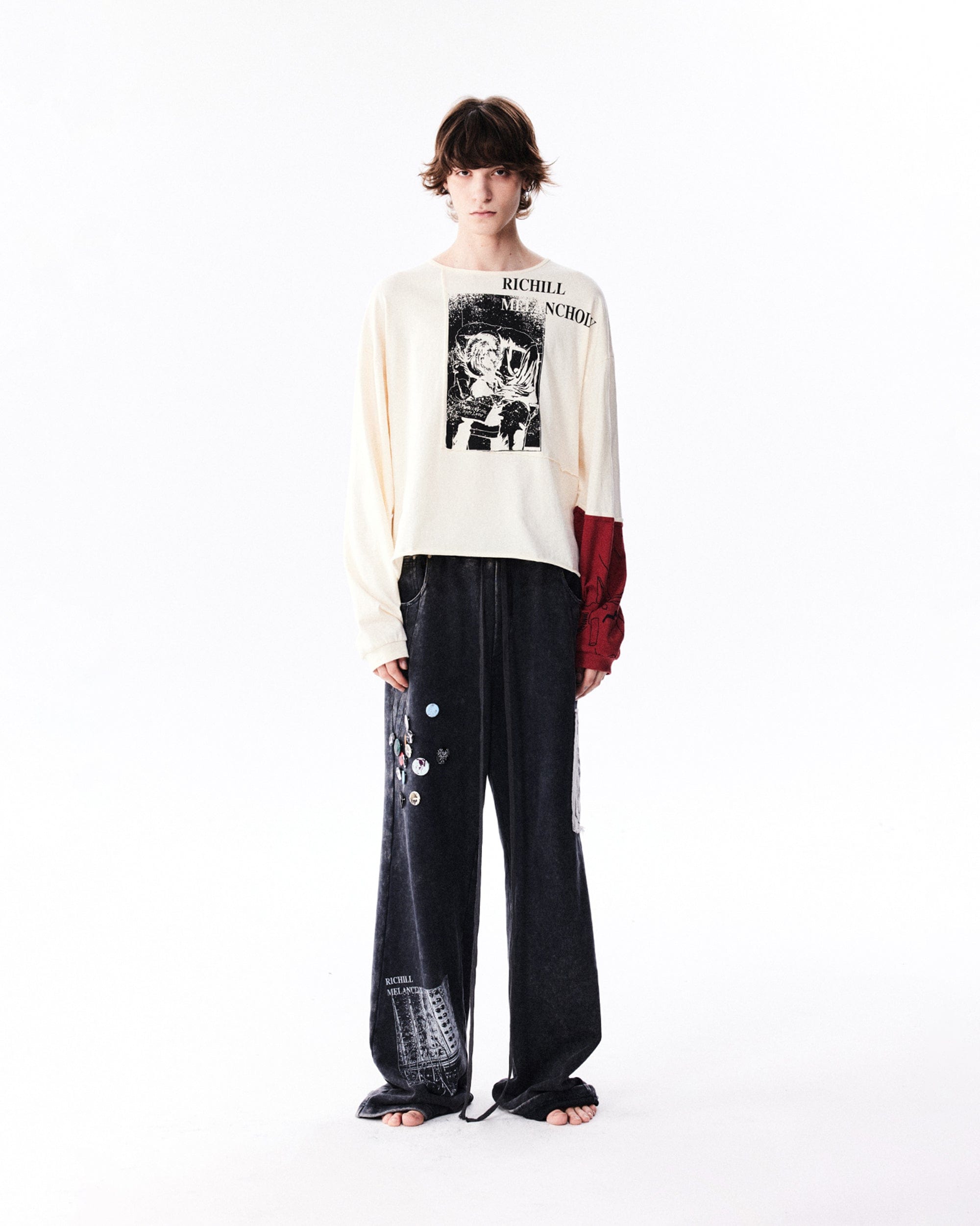 RICHILL Washed Badge Patchwork Pants